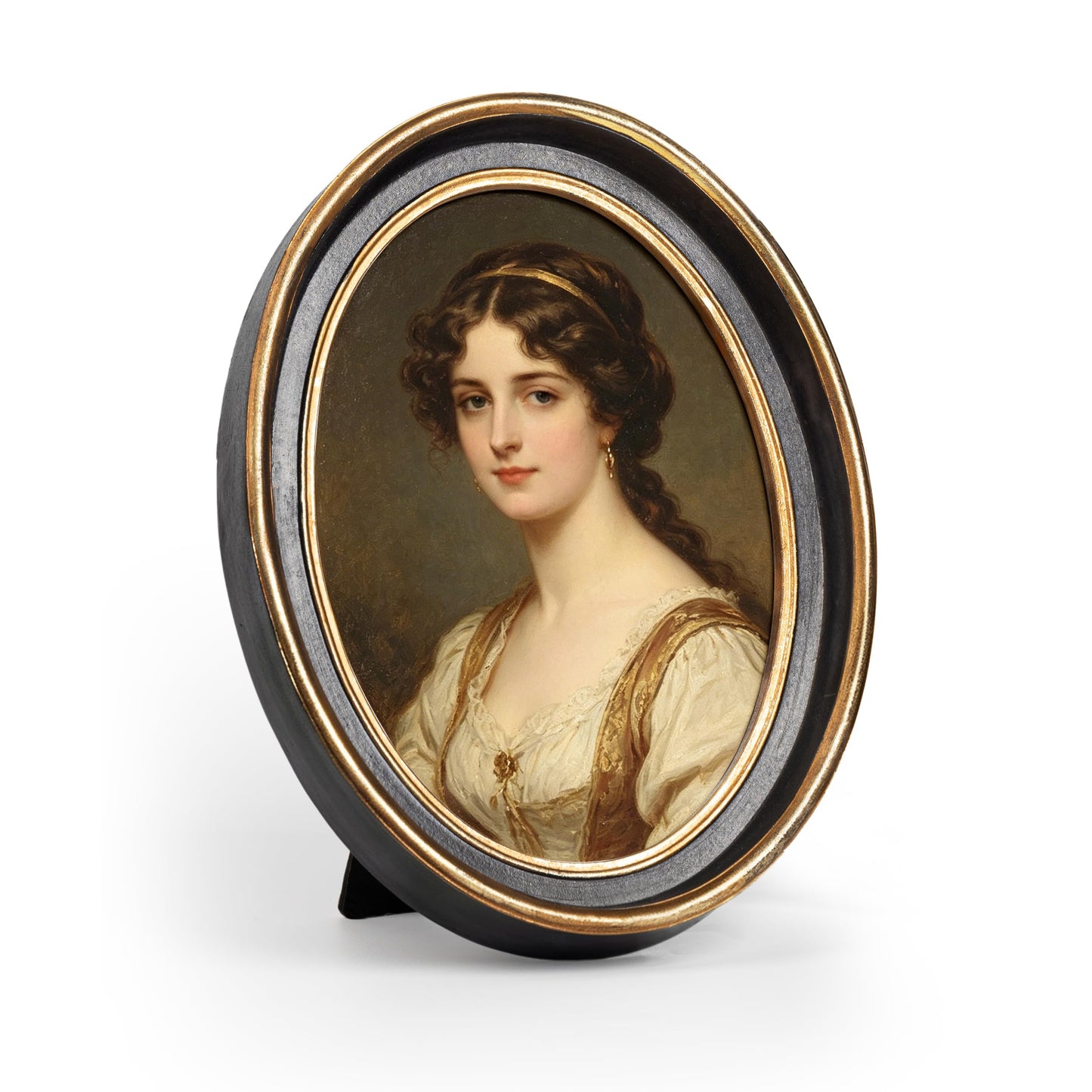 AELS 2.5x3.5 Inch Small Wallet Size Vintage Picture Frame, Elegant Antique Mini Photo Frames with Glass Front, Photo Display, Tabletop Wall Hanging, Gift Ideas, Black Oval with Gold Trim