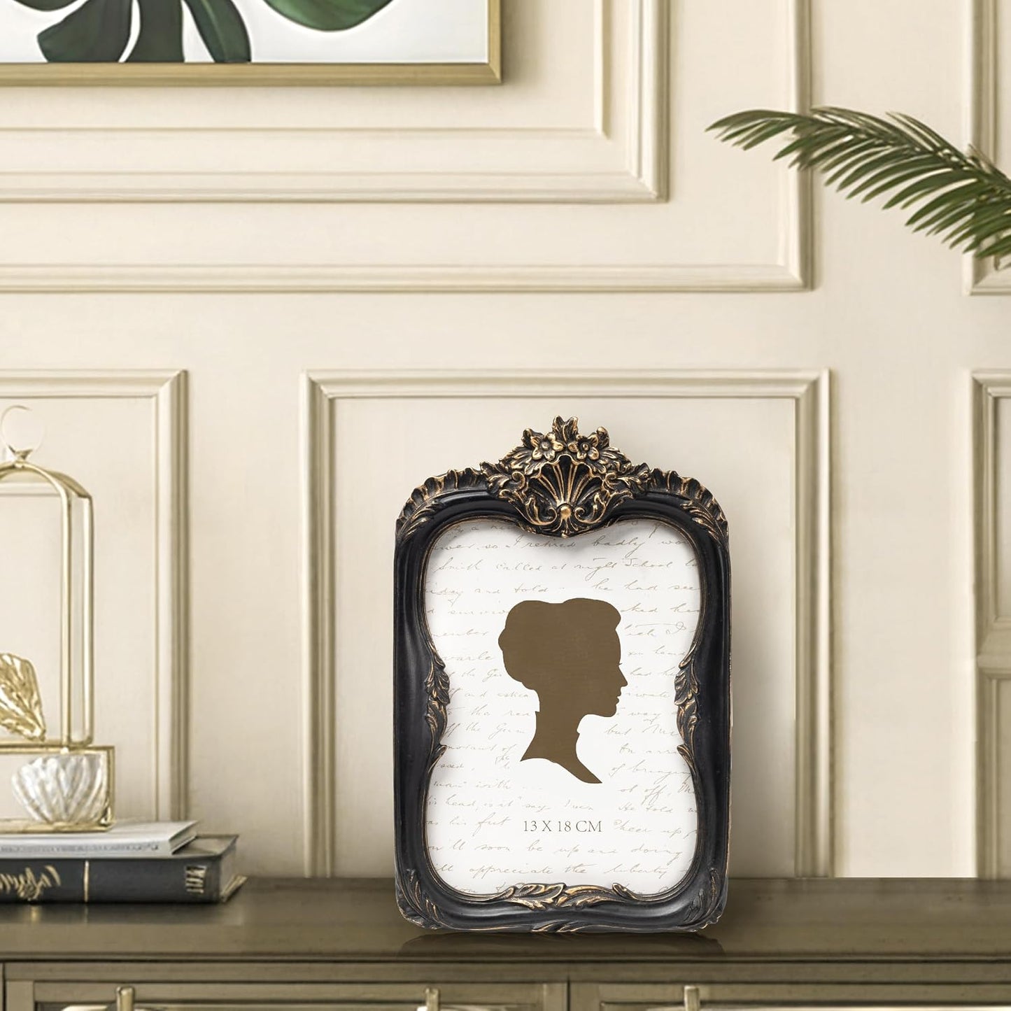 AELS 5x7 Inch Vintage Picture Frame, Elegant Antique Photo Frames with Glass Front, Photo Display, Tabletop Wall Hanging, Gift Ideas, Black and Golden