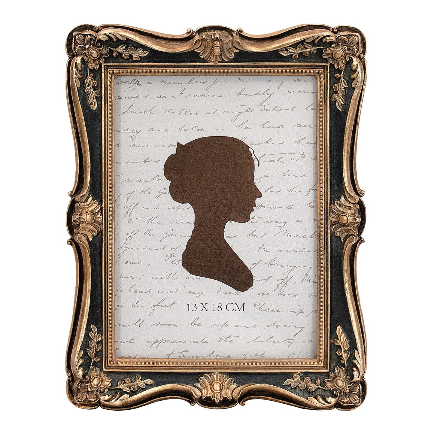 AELS 4x6 Inch Vintage Picture Frame, Elegant Antique Photo Frames with Glass Front, Photo Display, Tabletop Wall Hanging, Gift Ideas, Gold and Green