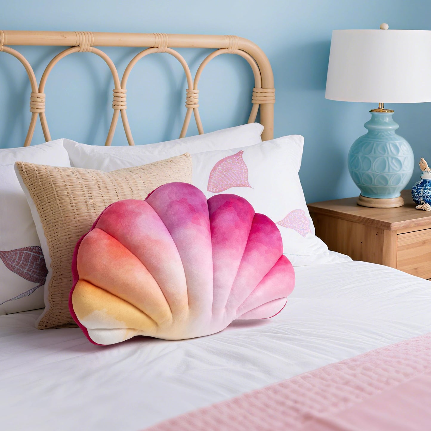 AELS Shell Pillow, 19.5"x13" Taylor Inspired Coastal Throw Pillows, Beach Ocean Nautical Themed Soft Decorative Throw Pillows for Taylor Fans, Cute Pillow for Couch Sofa Bed Living Room, Ombre Pink