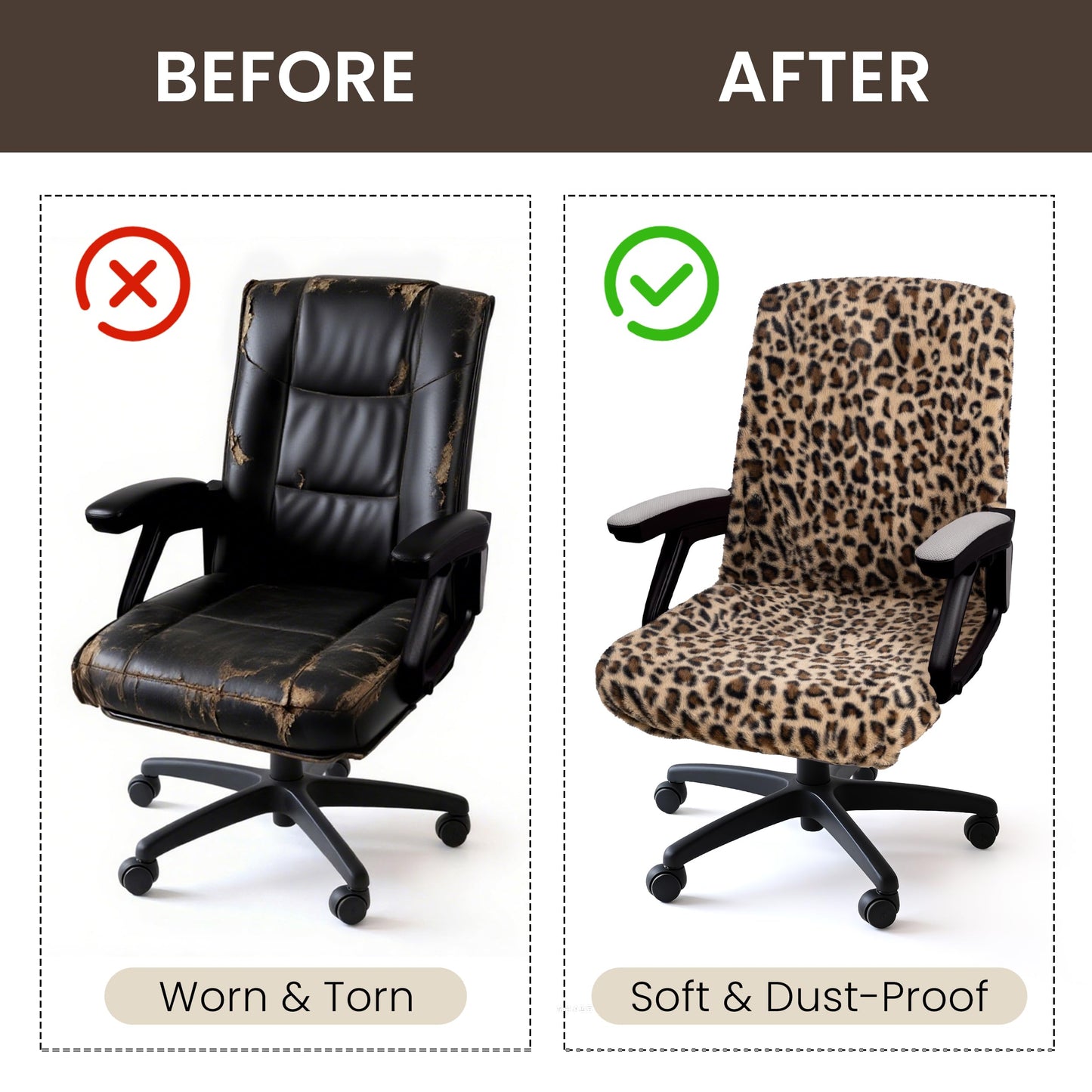 Faux Fur Office Chair Cover with Zipper, Desk Chair Slipcover Pink | Soft Breathable Faux Fur Office Chair Cover with Zipper, Removable Washable Cover for Home & Office, Fits Desk Chair/Armchair