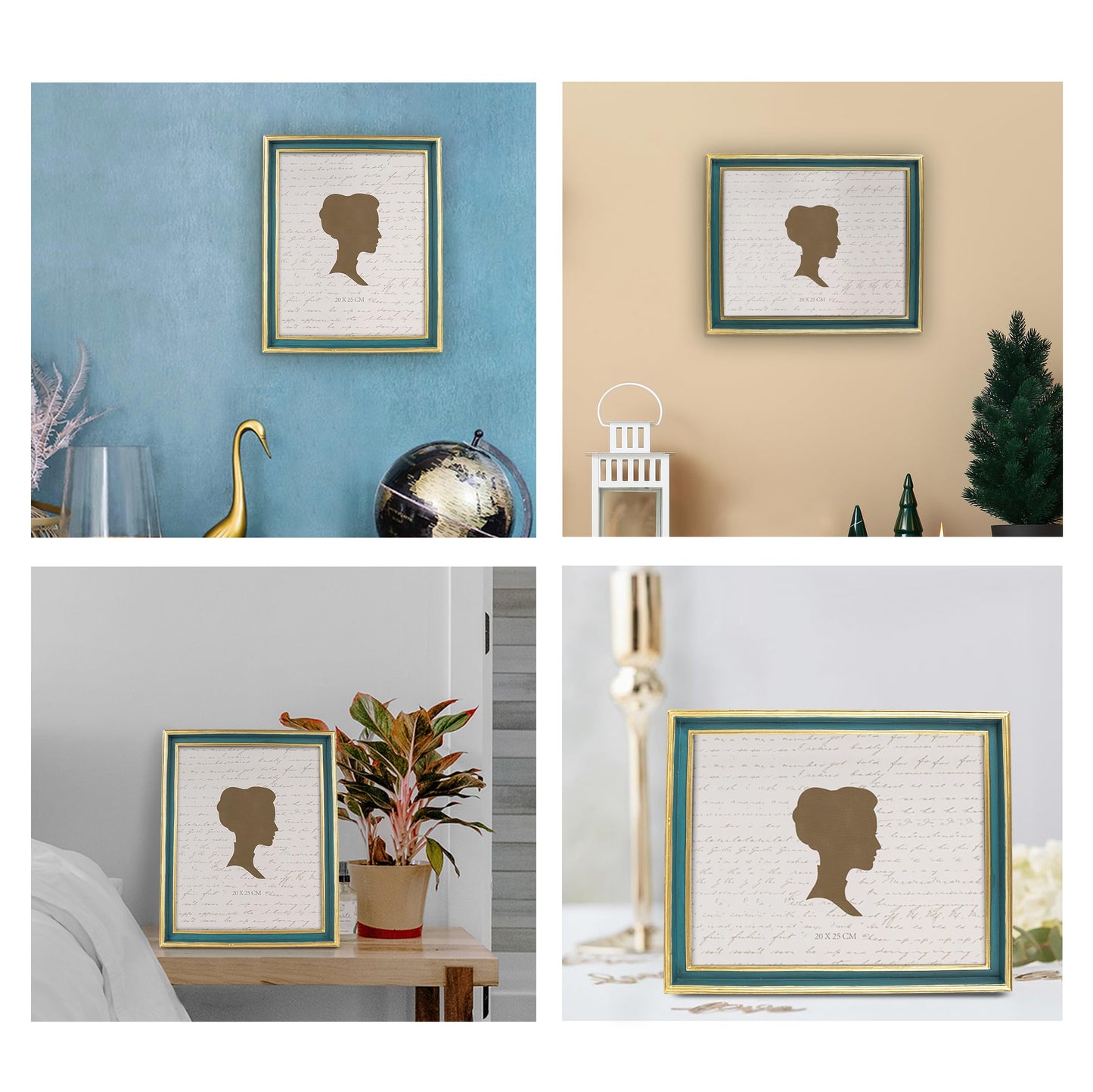 AELS 8x10 Inch Vintage Picture Frame, Elegant Antique Photo Frames with Glass Front, Photo Display, Tabletop Wall Hanging, Gift Ideas, Teal Blue with Gold Trim