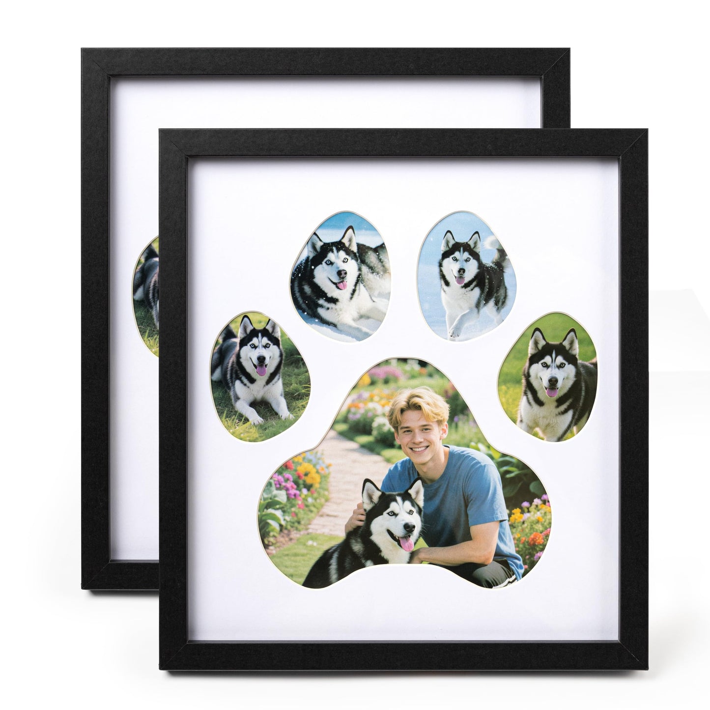 AELS Dog Paw Print Photo Collage Frame, Holds 5 Pictures of Pets & Owners, Ideal Gift for Dog Lovers Moms & Dads, Black Pet Memorial Keepsake and Wall Décor, 10.24" x 11.4"