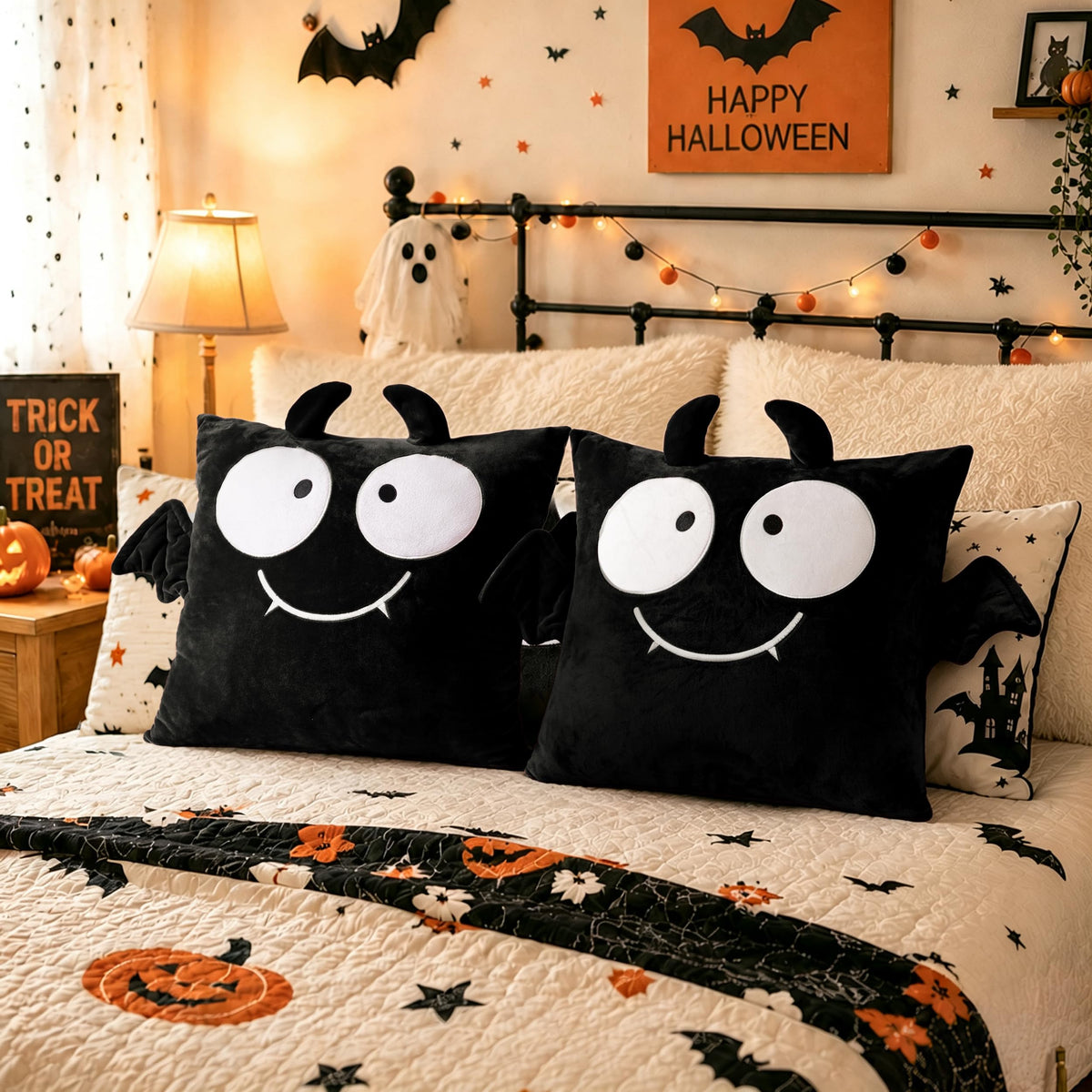 AELS Halloween Monster Pillow Covers 18x18 Inch Set of 2, Red