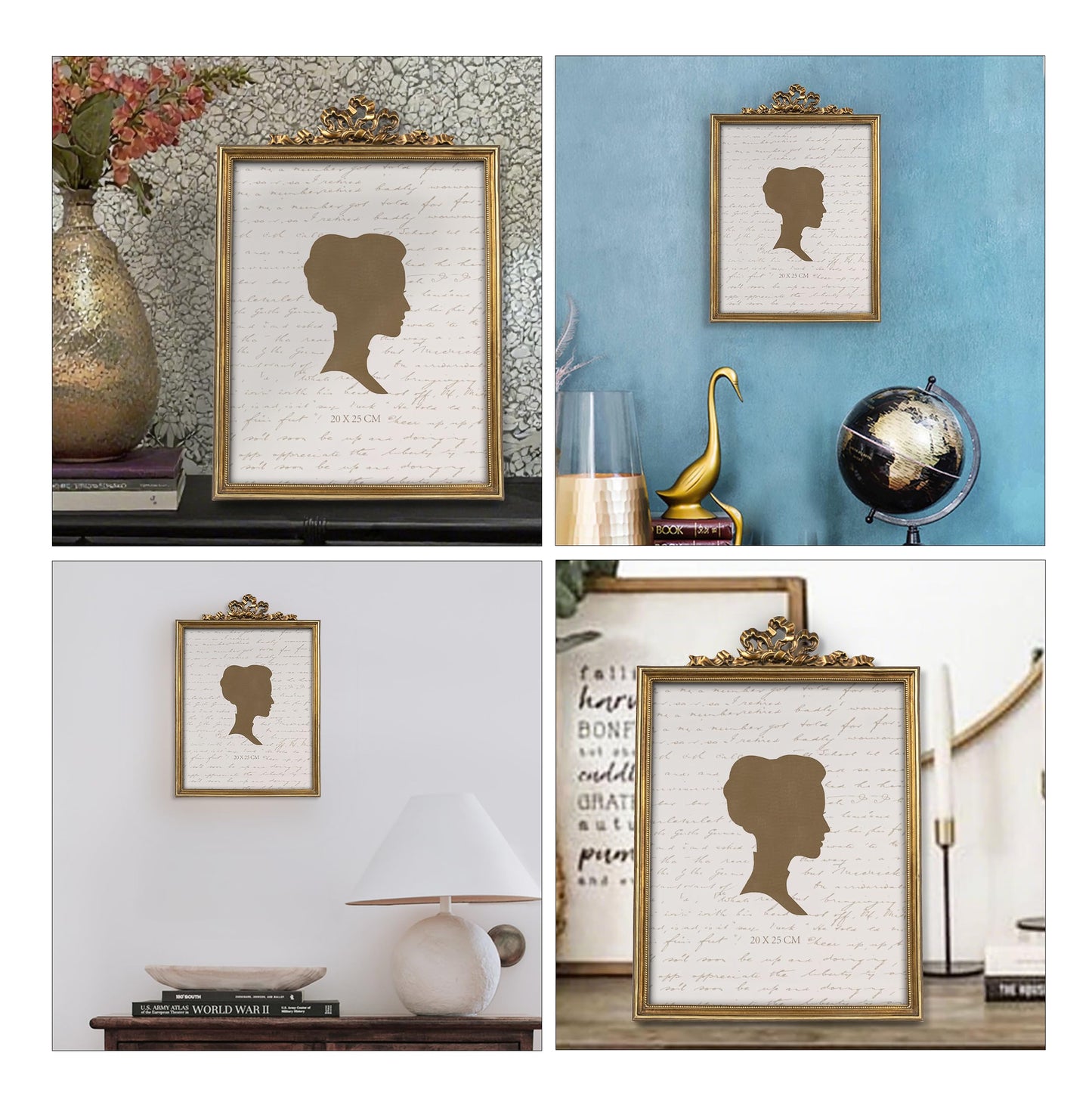 AELS 5x7 Inch Vintage Bow Picture Frame, Elegant Antique Oval Photo Frames with Glass Front, Photo Display, Tabletop Wall Hanging, Gift Ideas, Bronze