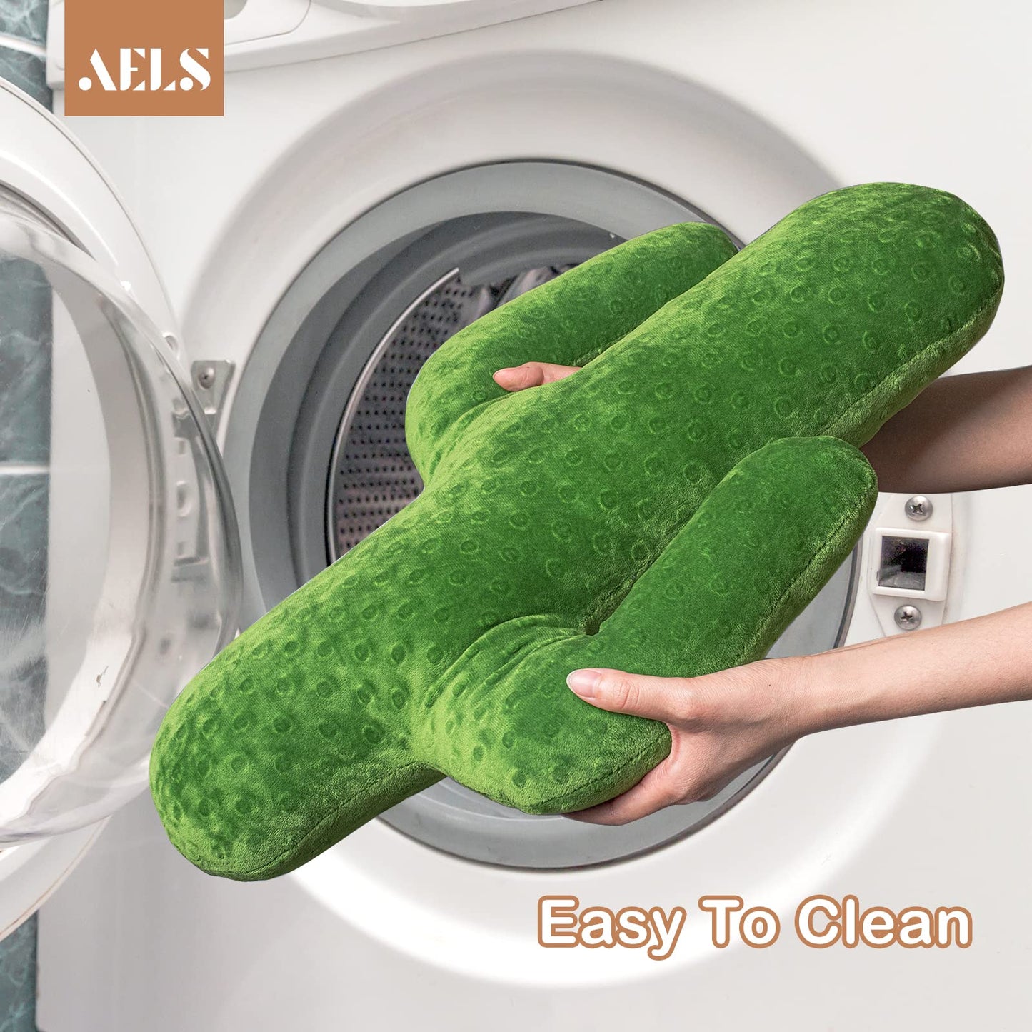 AELS Set of 2 Cactus Decorative Throw Pillows, 22"& 14" Cactus Plush Pillow Set, 3D Office Nap Pillow, Cute Succulent Throw Pillow for Nursery Bedroom Room Decor, Blue Green & Sage Green