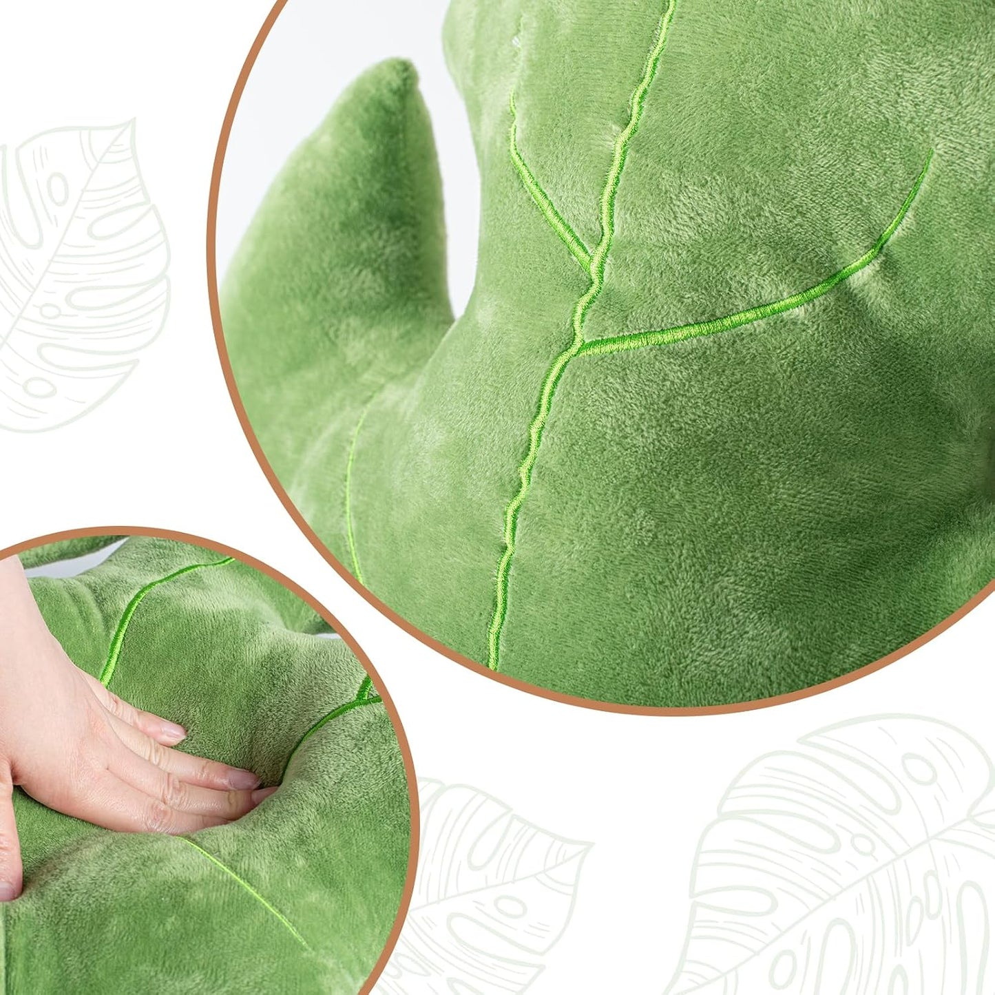 AELS Set of 2 3D Leaves Decorative Throw Pillows, 18"& 14" Monstera Deliciosa Plush Pillow Set for Plant Lovers Garden Lovers, Living Room Bedroom Nursery Decor, Bluish Green & Light Green