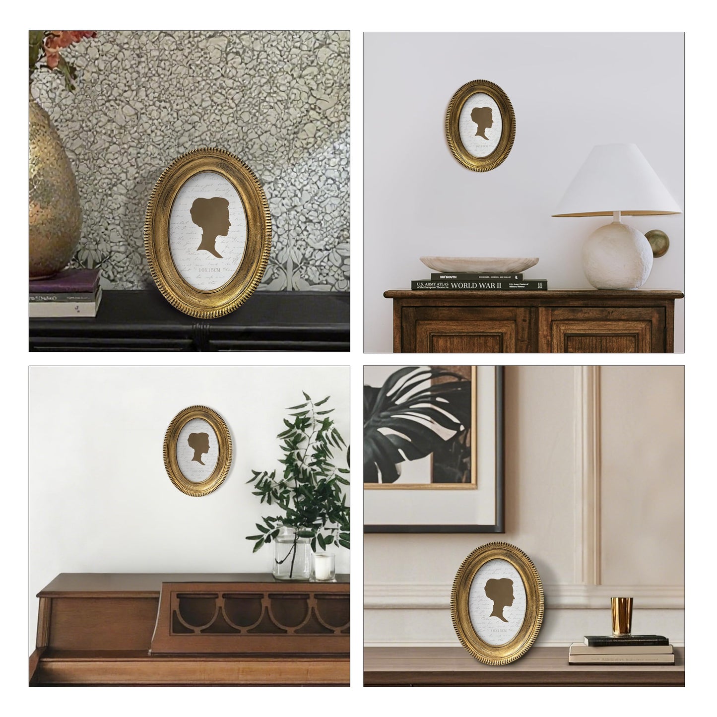 AELS 5x7 Inch Vintage Oval Picture Frame, Elegant Antique Ridged Design Photo Frames with Glass Front, Photo Display, Tabletop Wall Hanging, Gift Ideas, Distressed Bronze
