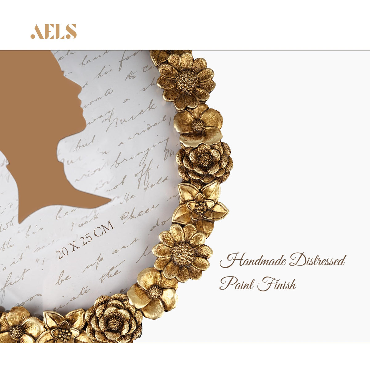 AELS 5x7 Inch Vintage Picture Frame, Elegant Antique Oval Photo Frames with Glass Front, Photo Display, Tabletop Wall Hanging, Gift Ideas, Gold Flower