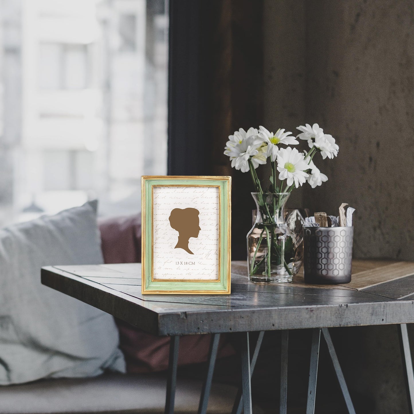 AELS 8x10 Inch Vintage Picture Frame, Elegant Antique Photo Frames with Glass Front, Photo Display, Tabletop Wall Hanging, Gift Ideas, Teal Blue with Gold Trim