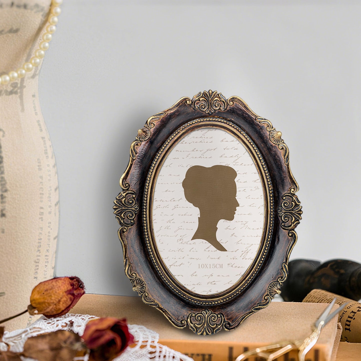 AELS 4x6 Inch Vintage Picture Frame, Elegant Antique Photo Frames with Glass Front, Photo Display, Tabletop Wall Hanging, Gift Ideas, Oval