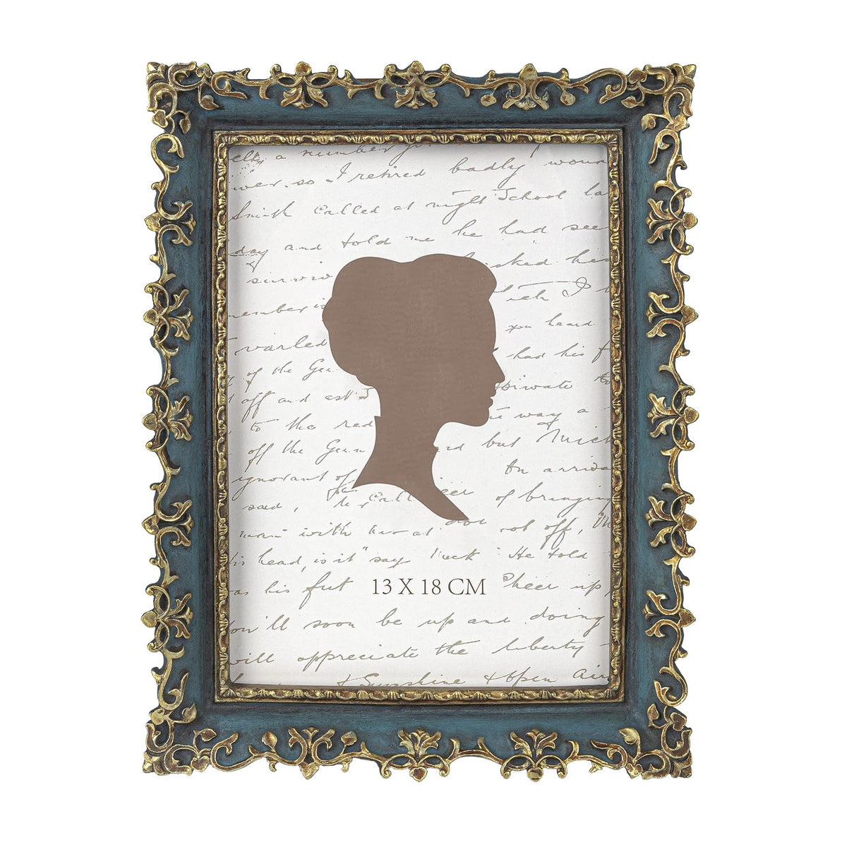 AELS 4x6 Inch Vintage Picture Frame, Elegant Antique Photo Frames with Glass Front, Photo Display, Tabletop Wall Hanging, Gift Ideas, Vine Pattern, Silver & Light Blue