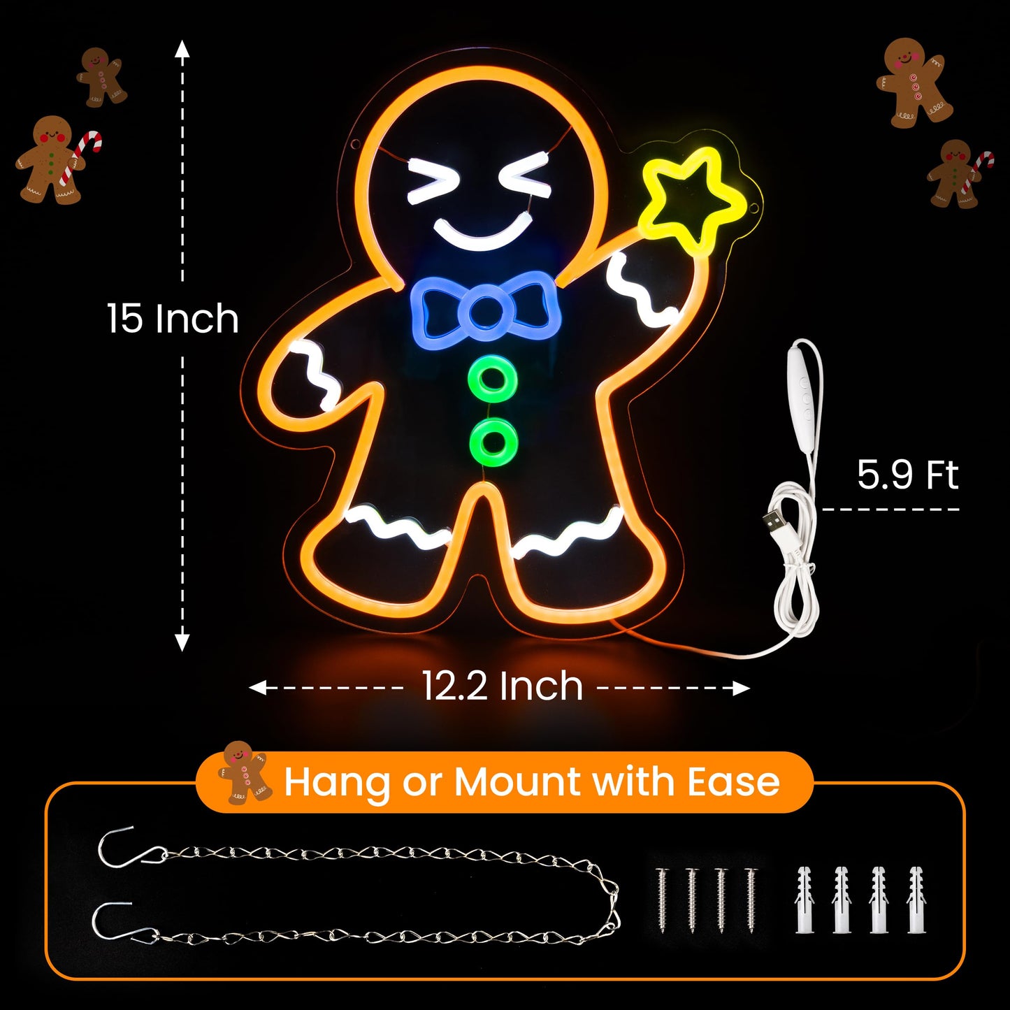 AELS 13.3" Snowflake Christmas LED Neon Sign, Dimmable USB Powered Holiday Decor for Window Wall Tree Bar & Party, Christmas Home Decor