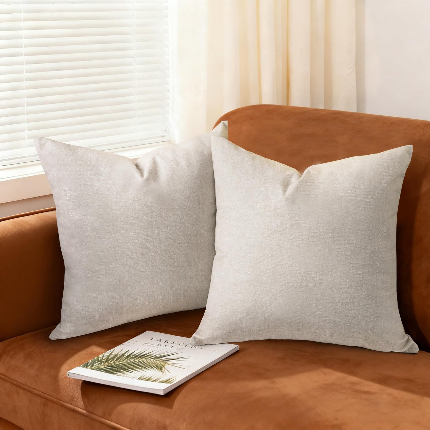 AELS Decorative Throw Pillow Covers 16x16, Set of 2, Soft Textured Look Printed Pillow Case, Modern Farmhouse Cushion Case for Bed Couch Sofa, Mustard Yellow (Covers Only)