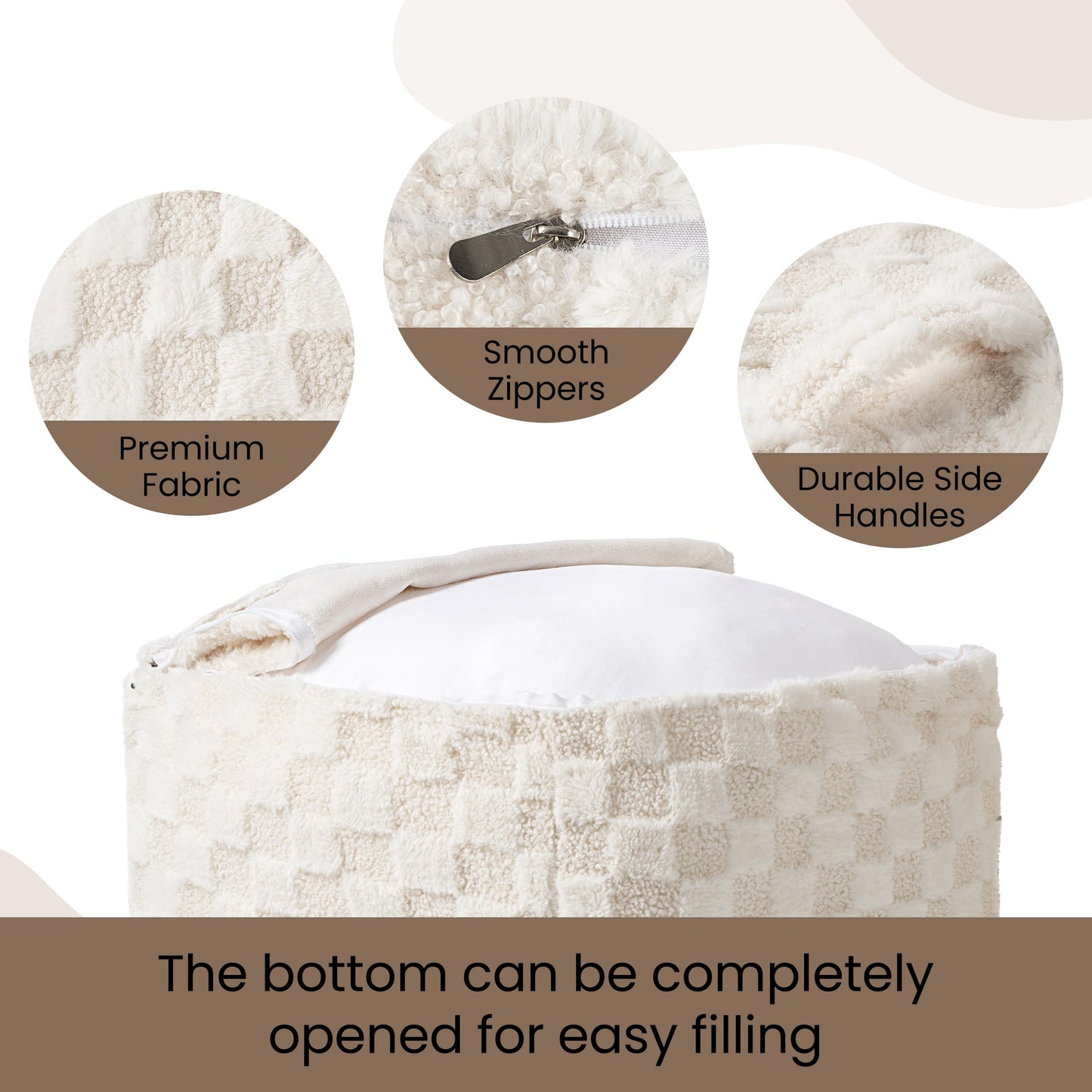 Unstuffed Leopard Cheetah Print Pouf Cover for Living Room, Boho Chic Modern Storage Bean Bag Cube, Soft Faux Fur Ottoman Foot Rest Footstool, 18"x18"x18", Cover ONLY, Natural Leopard