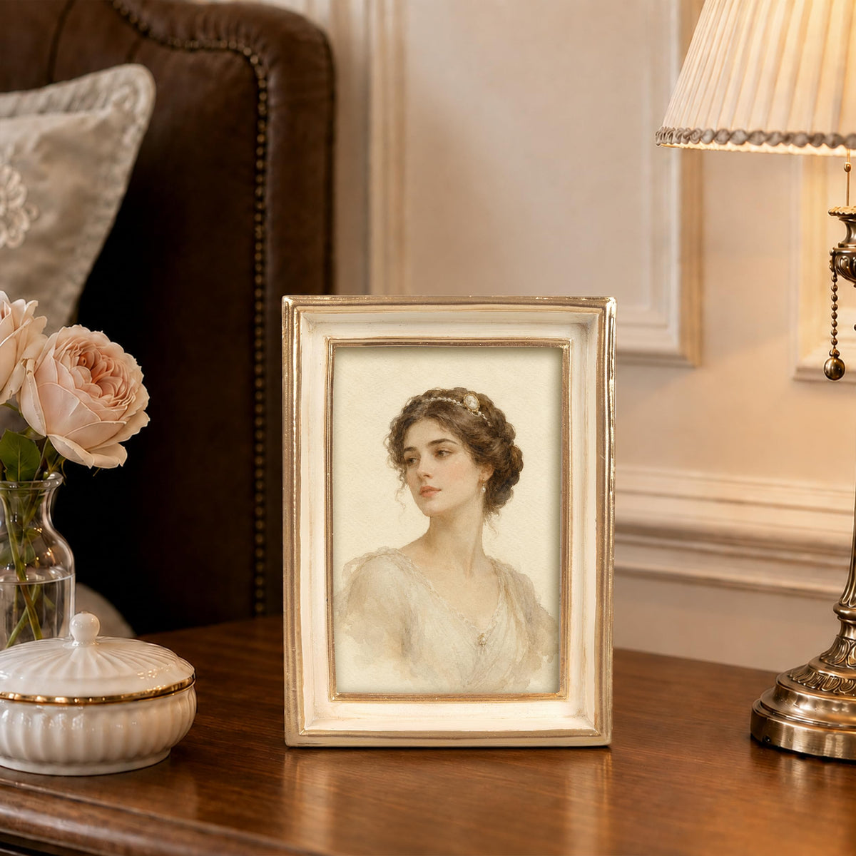 AELS 4x6 Inch Vintage Picture Frame, Elegant Luxury Antique Photo Frames with Glass Front, Photo Display, Tabletop Wall Hanging, Gift Ideas, Pearl Pattern