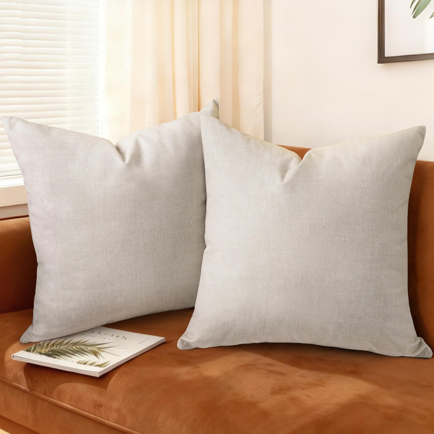AELS Decorative Throw Pillow Covers 16x16, Set of 2, Soft Textured Look Printed Pillow Case, Modern Farmhouse Cushion Case for Bed Couch Sofa, Mustard Yellow (Covers Only)