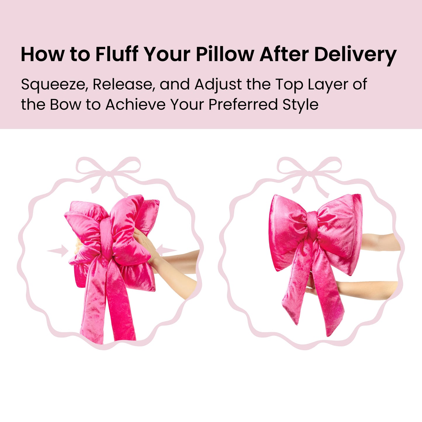 AELS Bow Pillow Decorative Throw Pillow, Shining Velvet Cute Pillow, 15.3"" & 13.7"" for Valentine's Day, Wedding, Christmas, Living Room, Bedroom, Nursery Decor, Red