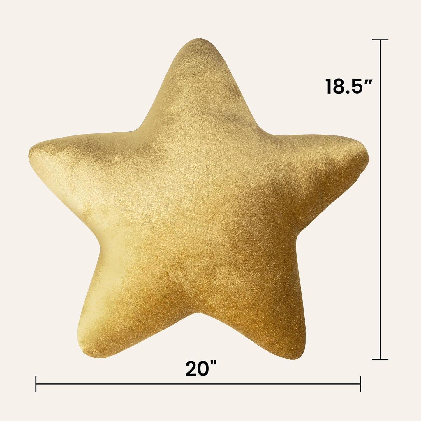 AELS Star Pillow - 19.6" Soft Velvet Star Shaped Decorative Throw Pillow for Couch, Bed, Living Room, Nursery, Home Decor Gift for Christmas, Birthday, Baby Shower, Gold