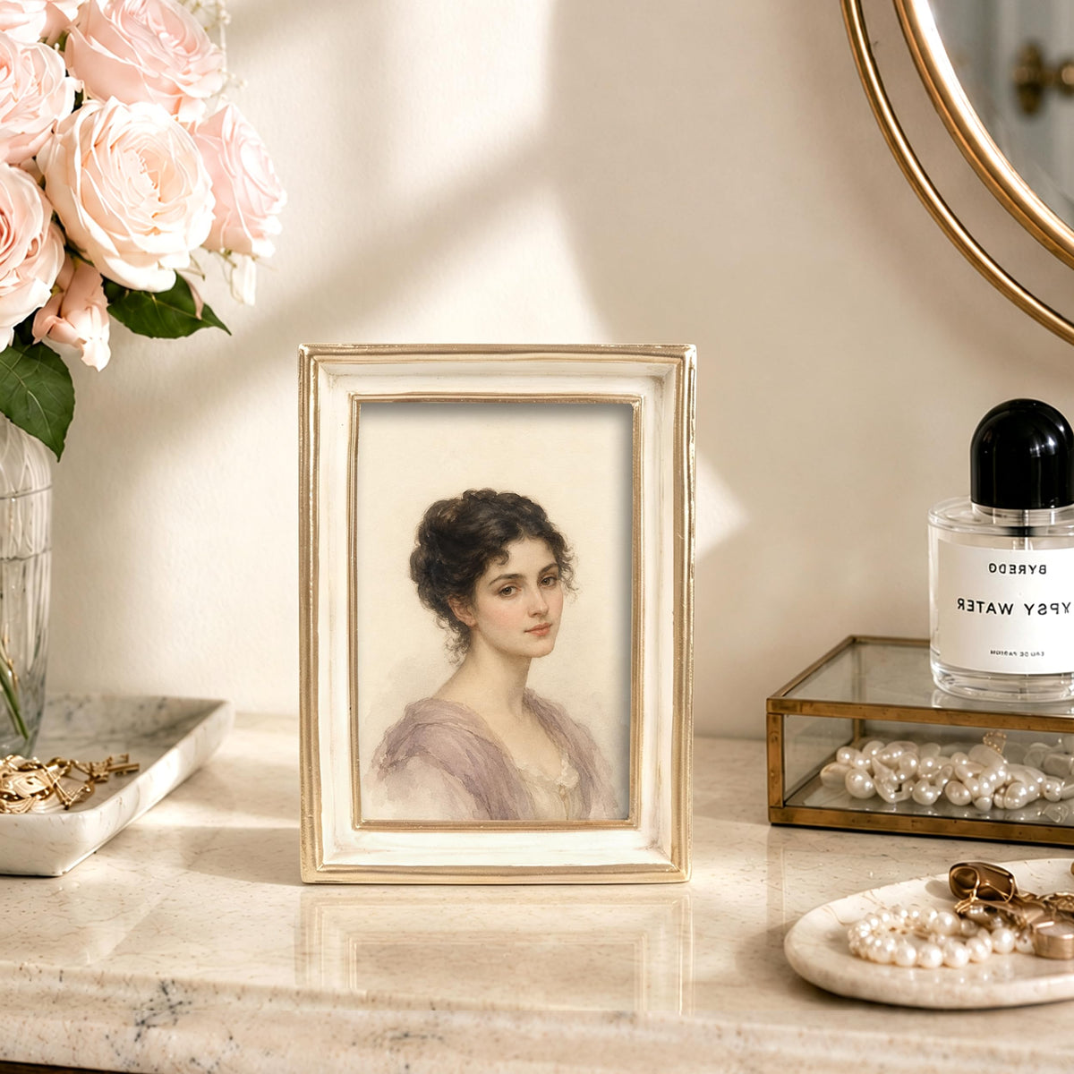 AELS 4x6 Inch Vintage Picture Frame, Elegant Luxury Antique Photo Frames with Glass Front, Photo Display, Tabletop Wall Hanging, Gift Ideas, Pearl Pattern