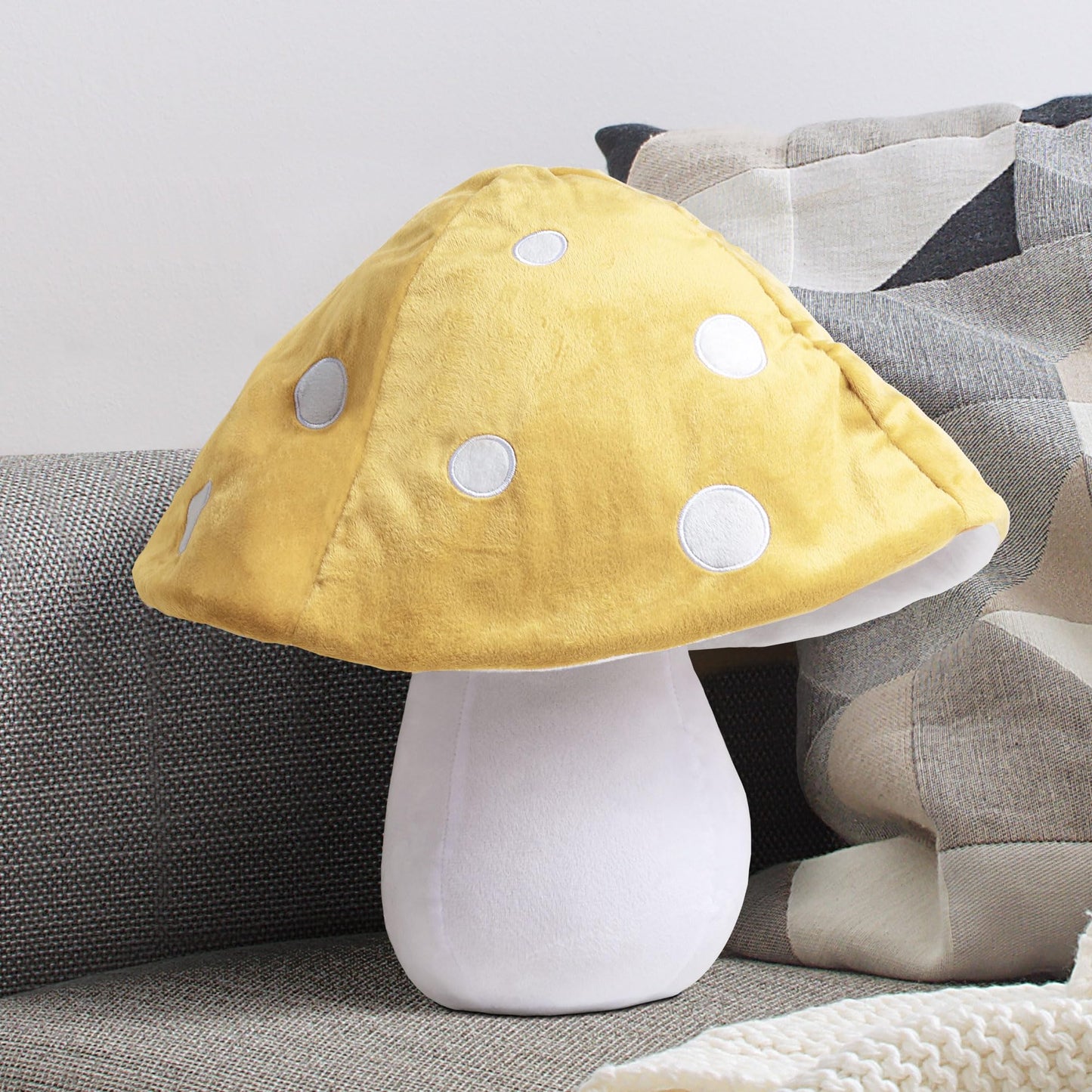 AELS 15.35 Inches Mushroom Pillow, Cute 3D Polka Dot Mushroom Plush, Decorative Throw Pillow for Lover Sofa Couch Living Room Bedroom Decor, Red