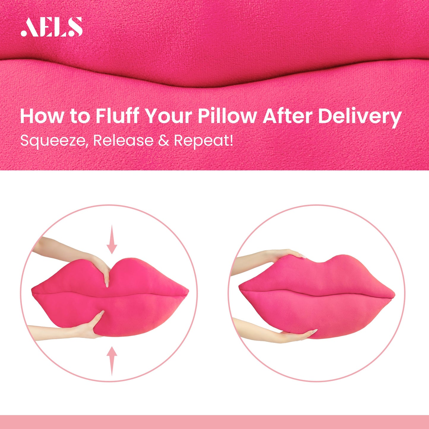 AELS 3D Large Lips Throw Pillows, Soft Decorative Love Pillows, Velvet Cute Pillow, 24 x 12 inches for Couch, Sofa, Bed, Living Room, Bedroom, Red