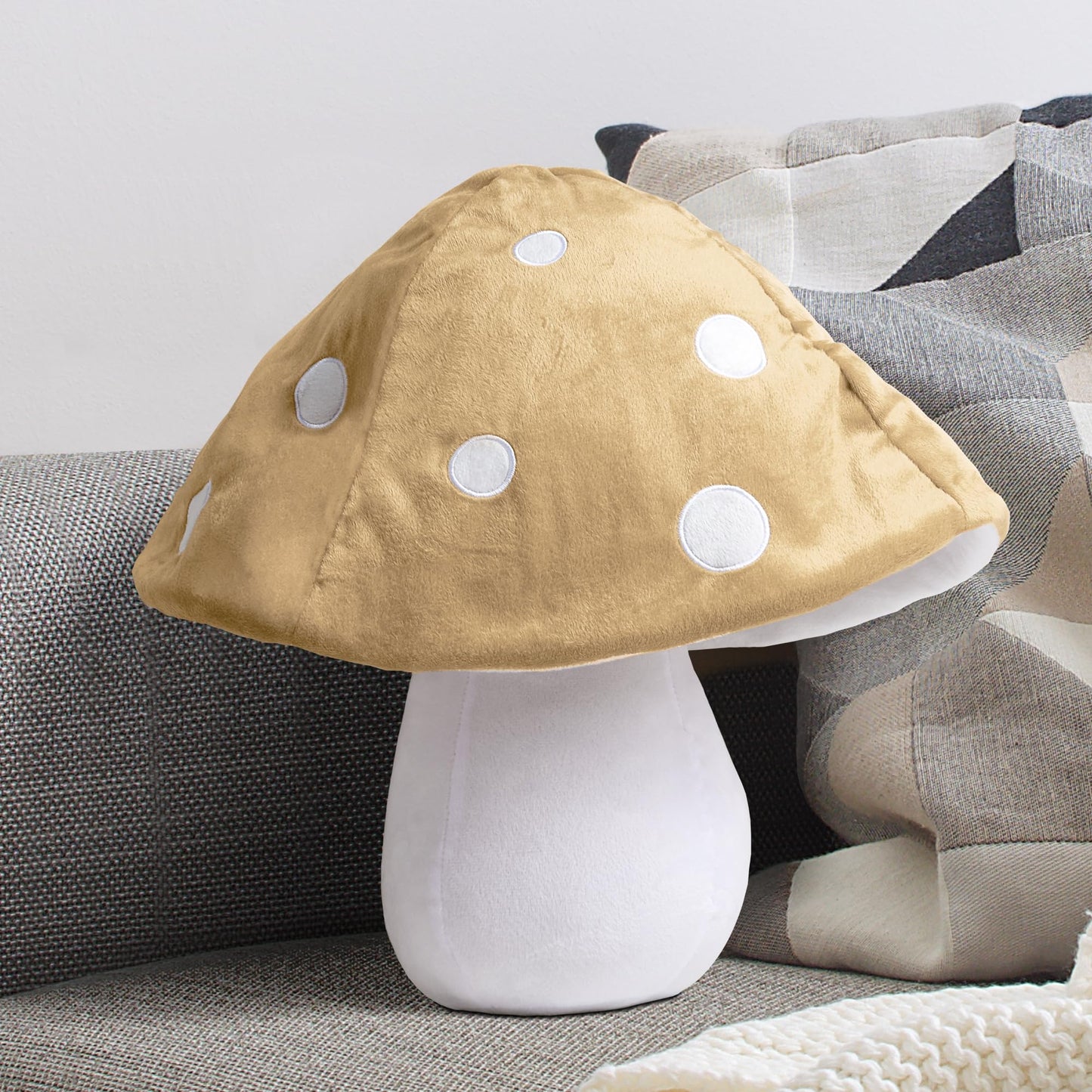 AELS 15.35 Inches Mushroom Pillow, Cute 3D Polka Dot Mushroom Plush, Decorative Throw Pillow for Lover Sofa Couch Living Room Bedroom Decor, Red