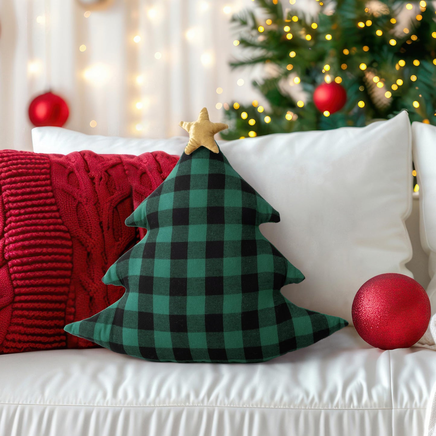 AELS Gingerbread Man Pillow Set of 2, 19" Christmas Decorative Throw Pillows, Gingerbread Boy & Girl Shaped Plush for Christmas, Living Room Bedroom Decoration
