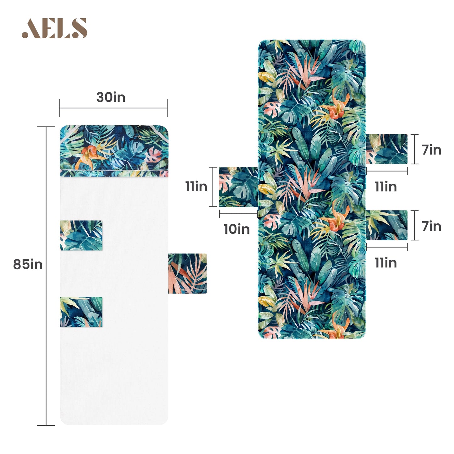 AELS Lounge Chair Towel Cover, Pack of 2 - Microfiber Beach Towels with Pockets, Fits Outdoor Garden Beach Hotel Pool Chairs, Non-Slip & Portable Design, 85" X 30", Sea Turtle Blue Stripe