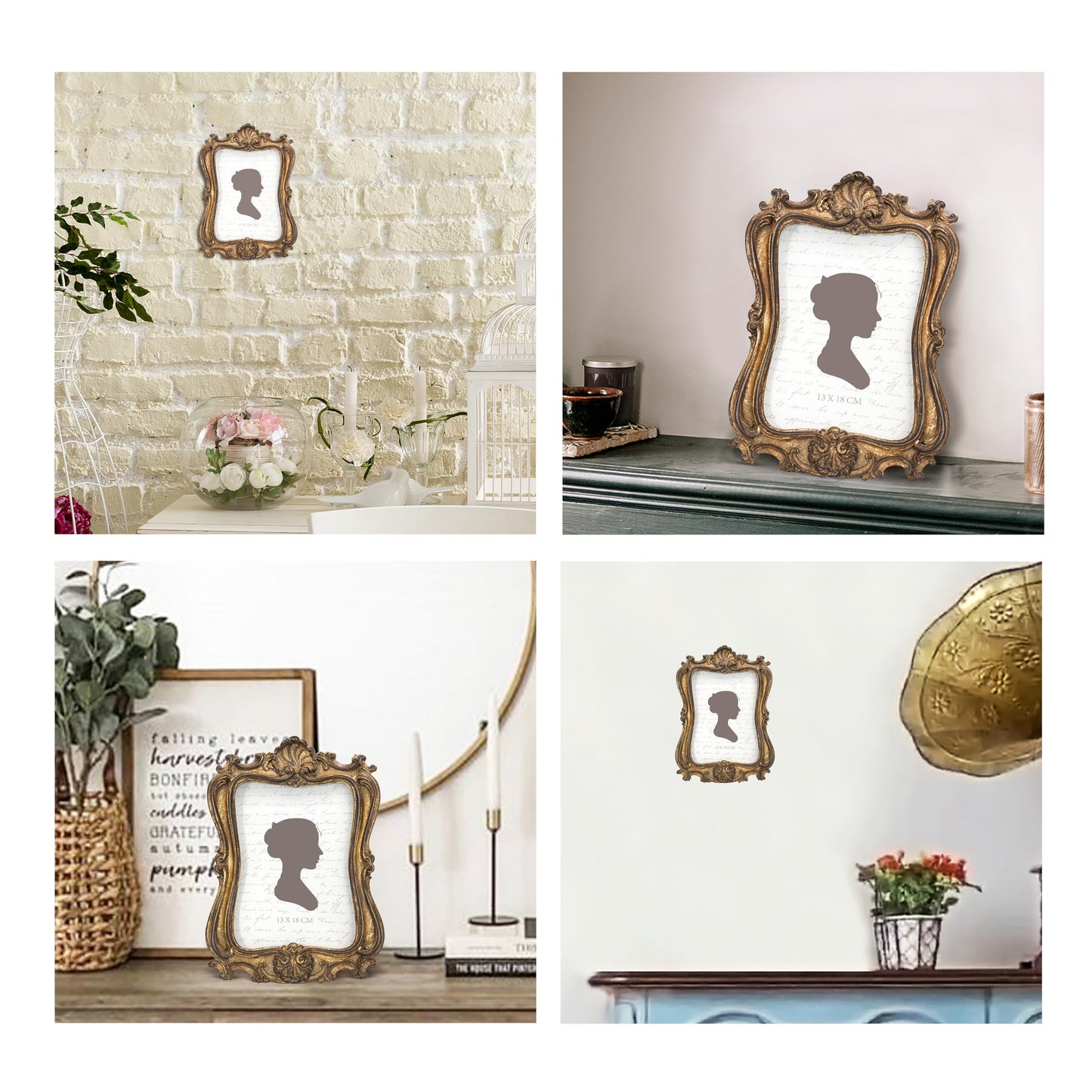 AELS 5x7 Inch Vintage Picture Frame, Elegant Antique Photo Frames with Glass Front, Photo Display, Tabletop Wall Hanging, Gift Ideas