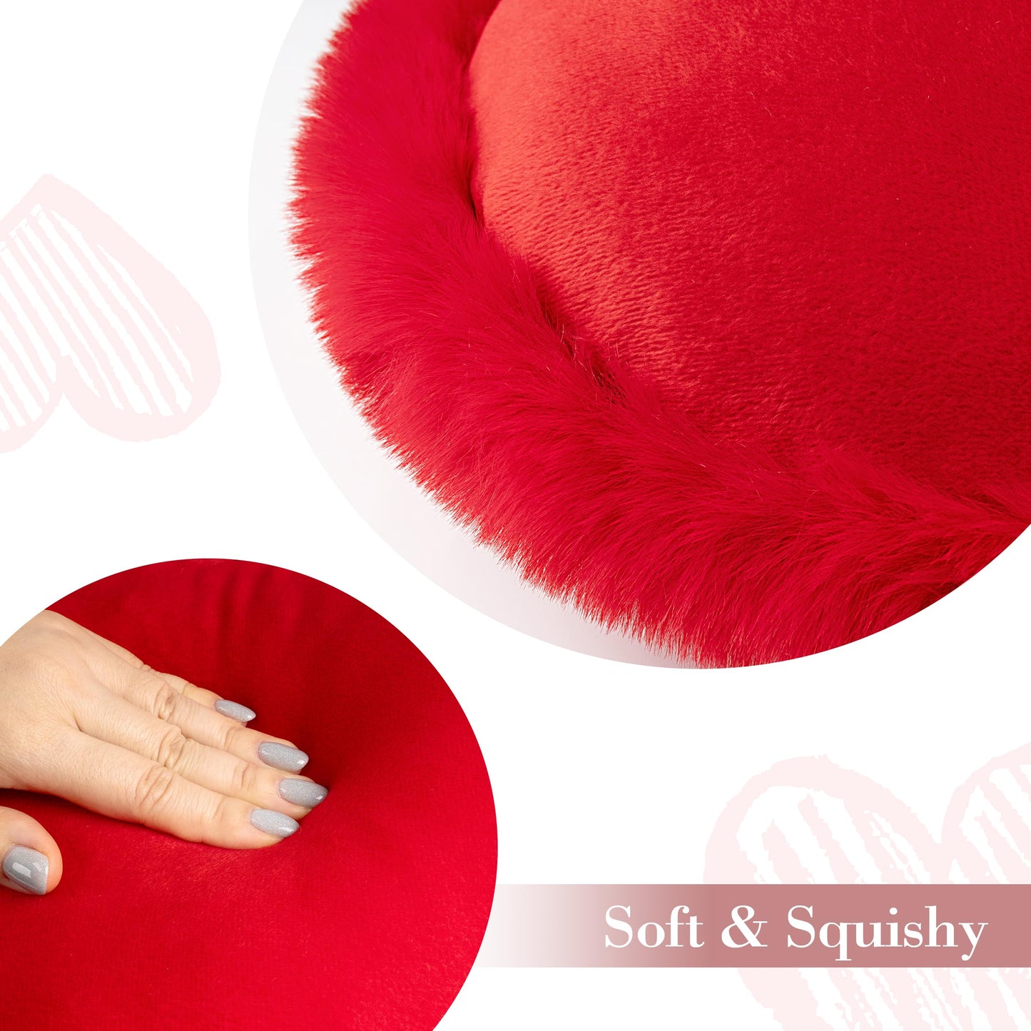 AELS Heart Shaped Pillow, 20 Inches Heart Decorative Throw Pillows, Faux Fur Love Cute Pillows, Valentines Day Decorations, Wedding Decor, Living Room Bedroom Nursery Decor, White