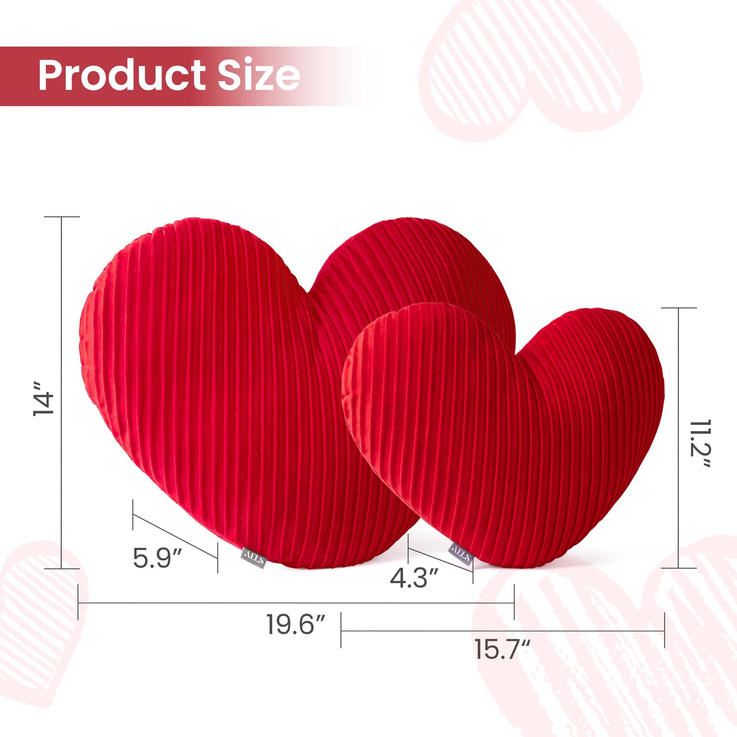AELS Heart Shaped Pillow, 17.7 Inches Heart Decorative Throw Pillows, Velvet Love Cute Pillows, Valentines Day Decorations, Wedding Decor, Living Room Bedroom Nursery Decor, Golden