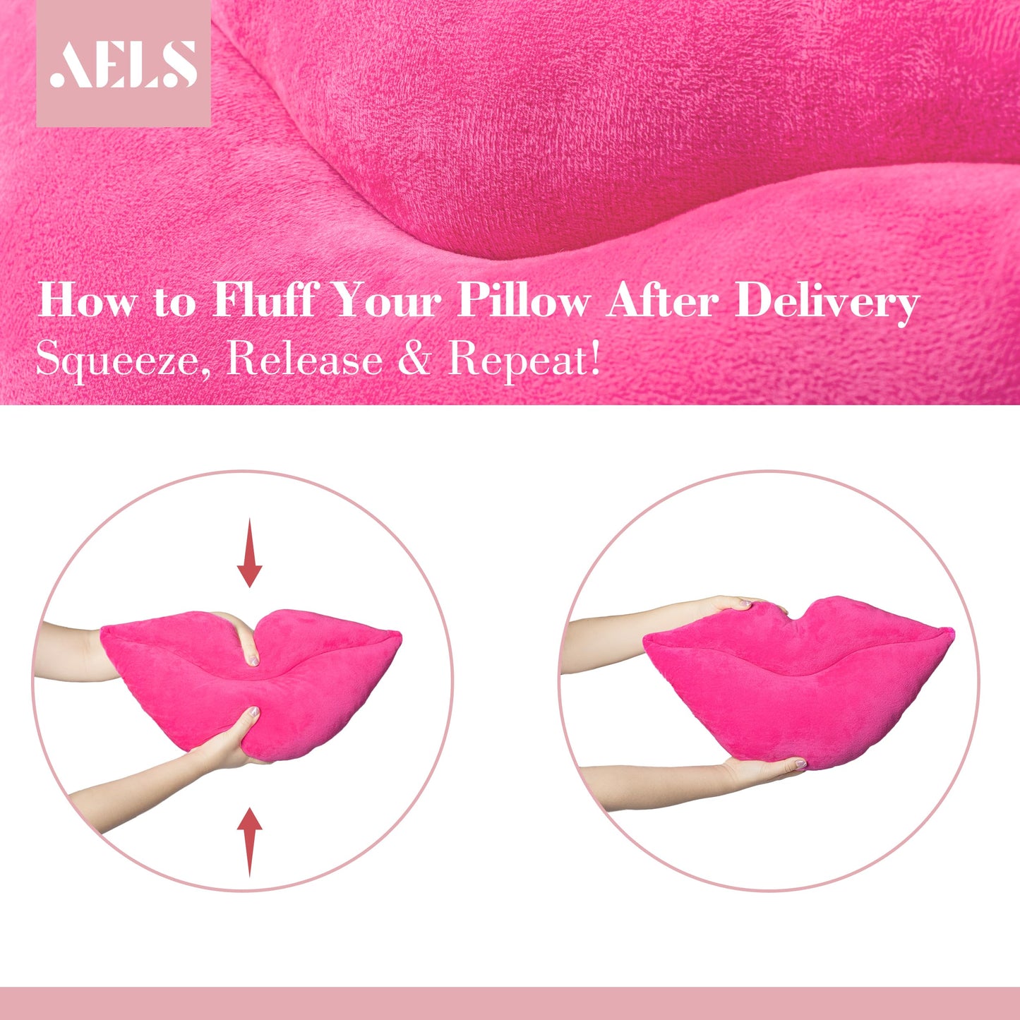 AELS 3D Large Lips Throw Pillows Smooth Soft Velvet Decorative Throw Pillows Love Pillows Cute Pillow 24 X 12 inches for Couch Sofa Bed Living Room Bedroom, Red