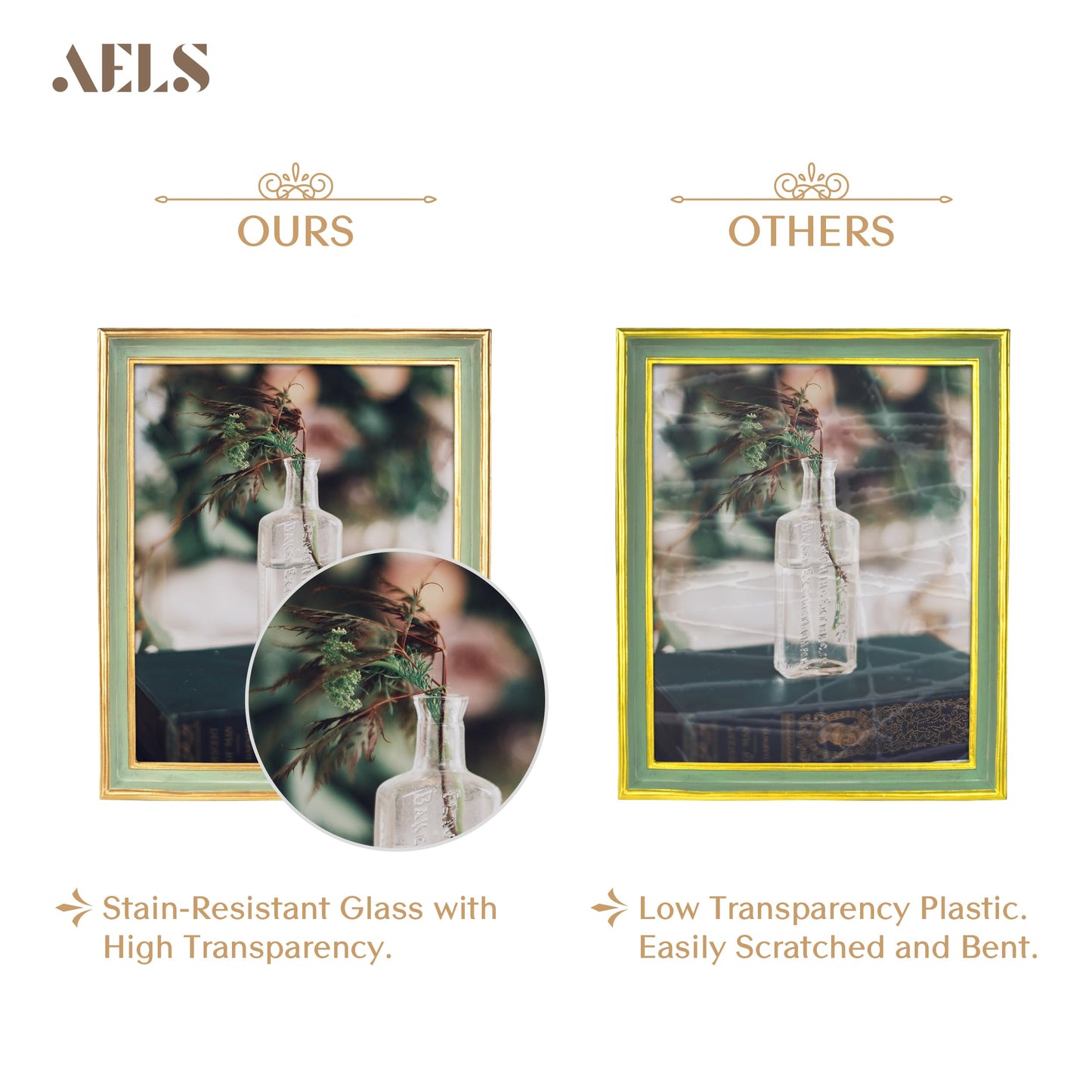 AELS 8x10 Inch Vintage Picture Frame, Elegant Antique Photo Frames with Glass Front, Photo Display, Tabletop Wall Hanging, Gift Ideas, Teal Blue with Gold Trim