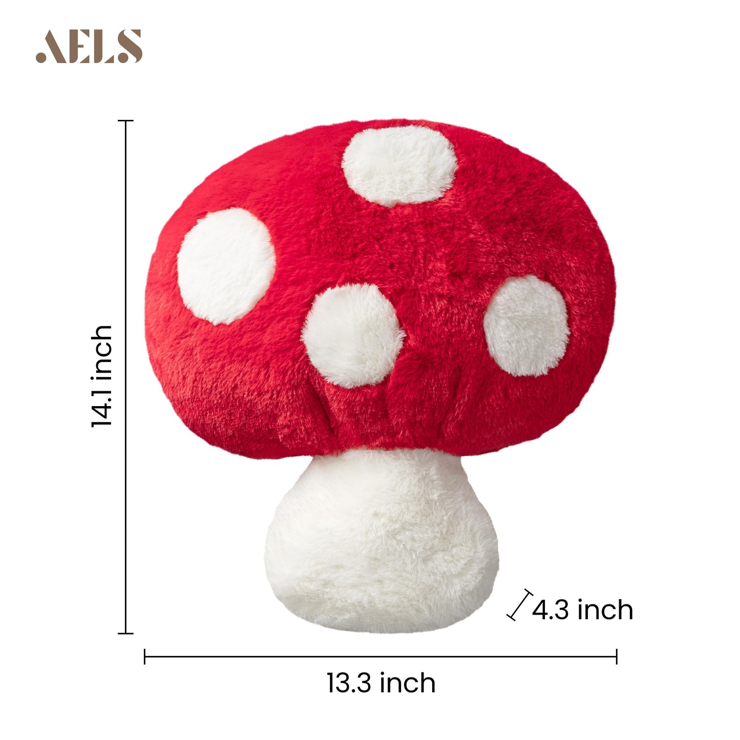 AELS 14 Inch Mushroom Pillow, Cute Polka Dot Plush Decorative Throw Pillow for Couch, Sofa, Bedroom, Nursery, Home Decor for Mushroom Lovers, Red