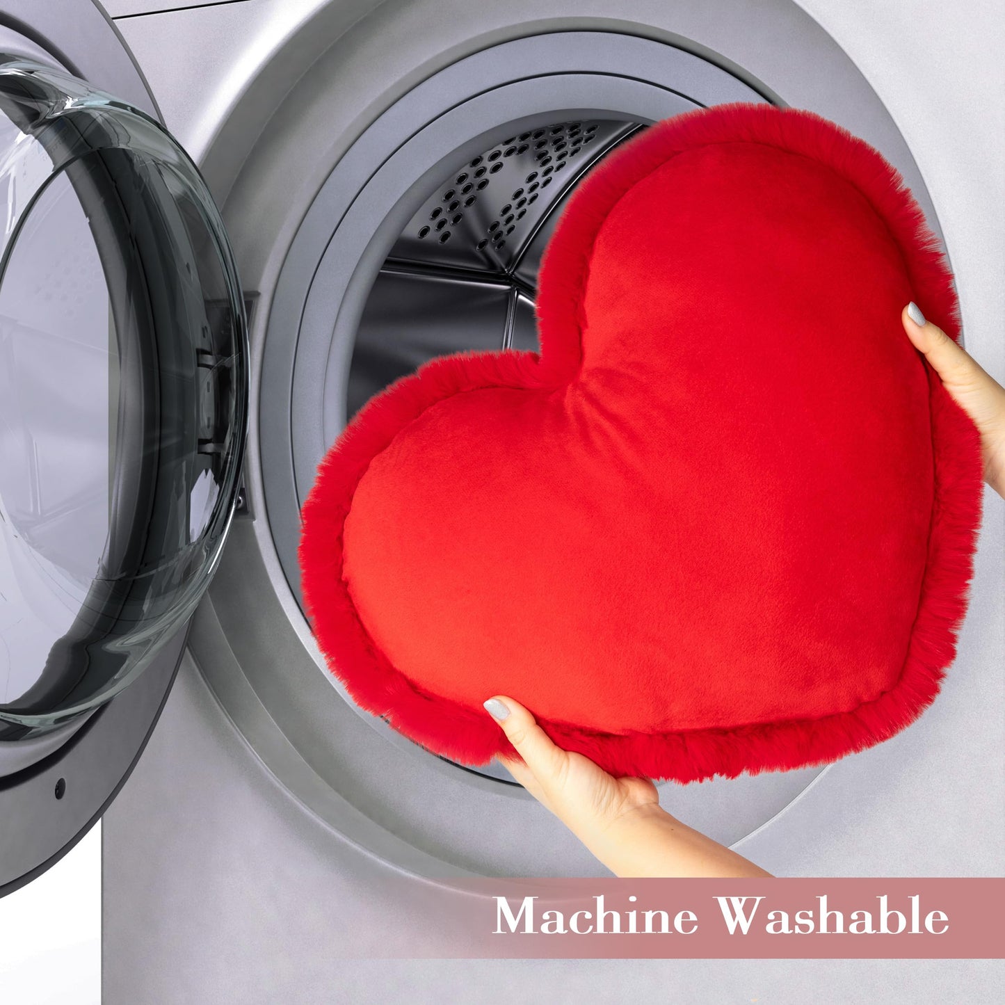 AELS Heart Shaped Pillow, 20 Inches Heart Decorative Throw Pillows, Faux Fur Love Cute Pillows, Valentines Day Decorations, Wedding Decor, Living Room Bedroom Nursery Decor, White