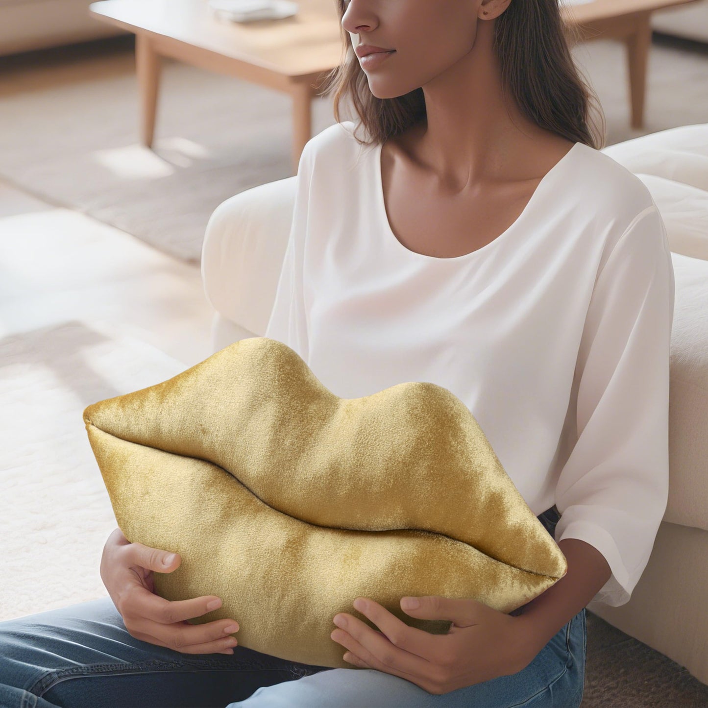 AELS 3D Large Lips Throw Pillows, Soft Decorative Love Pillows, Velvet Cute Pillow, 24 x 12 inches for Couch, Sofa, Bed, Living Room, Bedroom, Red