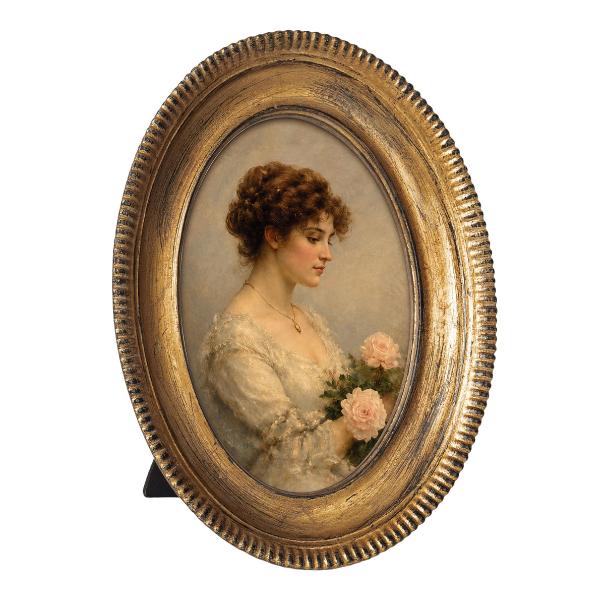 AELS 5x7 Inch Vintage Oval Picture Frame, Elegant Antique Ridged Design Photo Frames with Glass Front, Photo Display, Tabletop Wall Hanging, Gift Ideas, Distressed Bronze