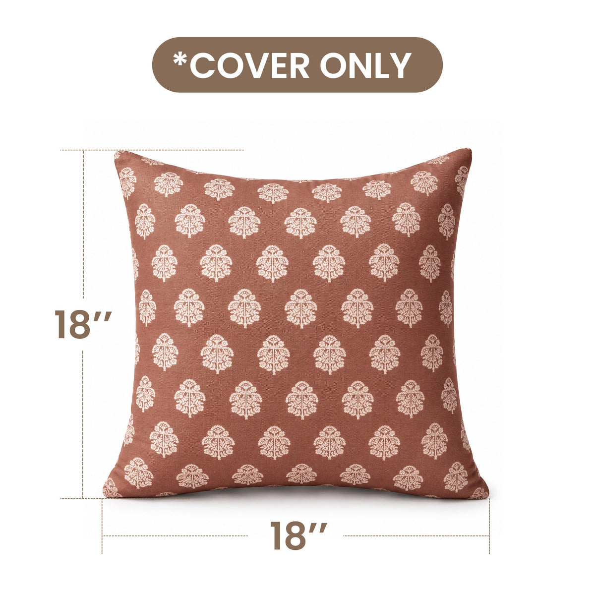 AELS 18x18 Decorative Farmhouse Throw Pillow Covers, Boho Floral Block Print Pillow Covers, Set of 2, Slate Blue Botanical Cushion Covers for Sofa Couch Bed Living Room Bedroom, Cover Only