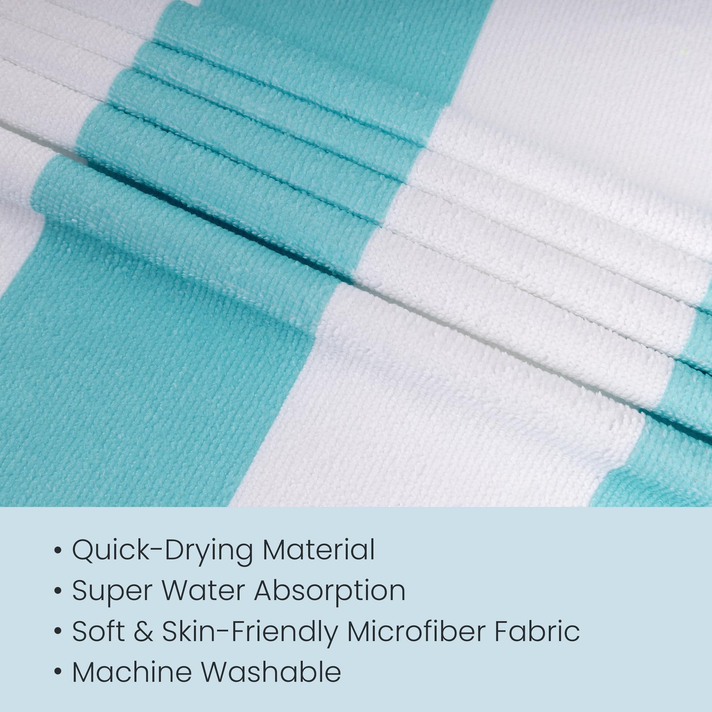 Lounge Chair Towel Cover, Pack of 2 - Microfiber Beach Towels with Pockets, Fits Outdoor Garden Beach Hotel Pool Chairs, Non-Slip & Portable Design, 85" X 30", Ombre Blue Stripes