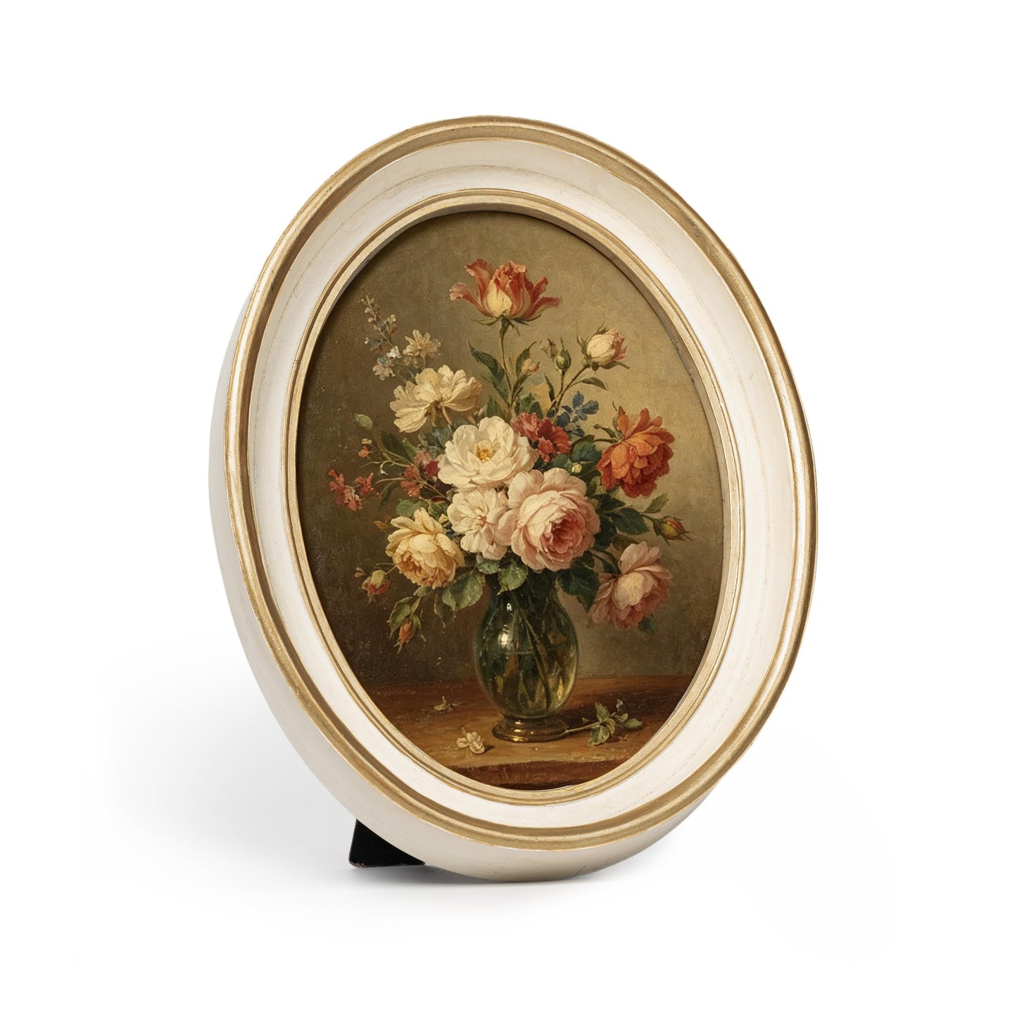 AELS 2.5x3.5 Inch Small Wallet Size Vintage Picture Frame, Elegant Antique Mini Photo Frames with Glass Front, Photo Display, Tabletop Wall Hanging, Gift Ideas, Black Oval with Gold Trim