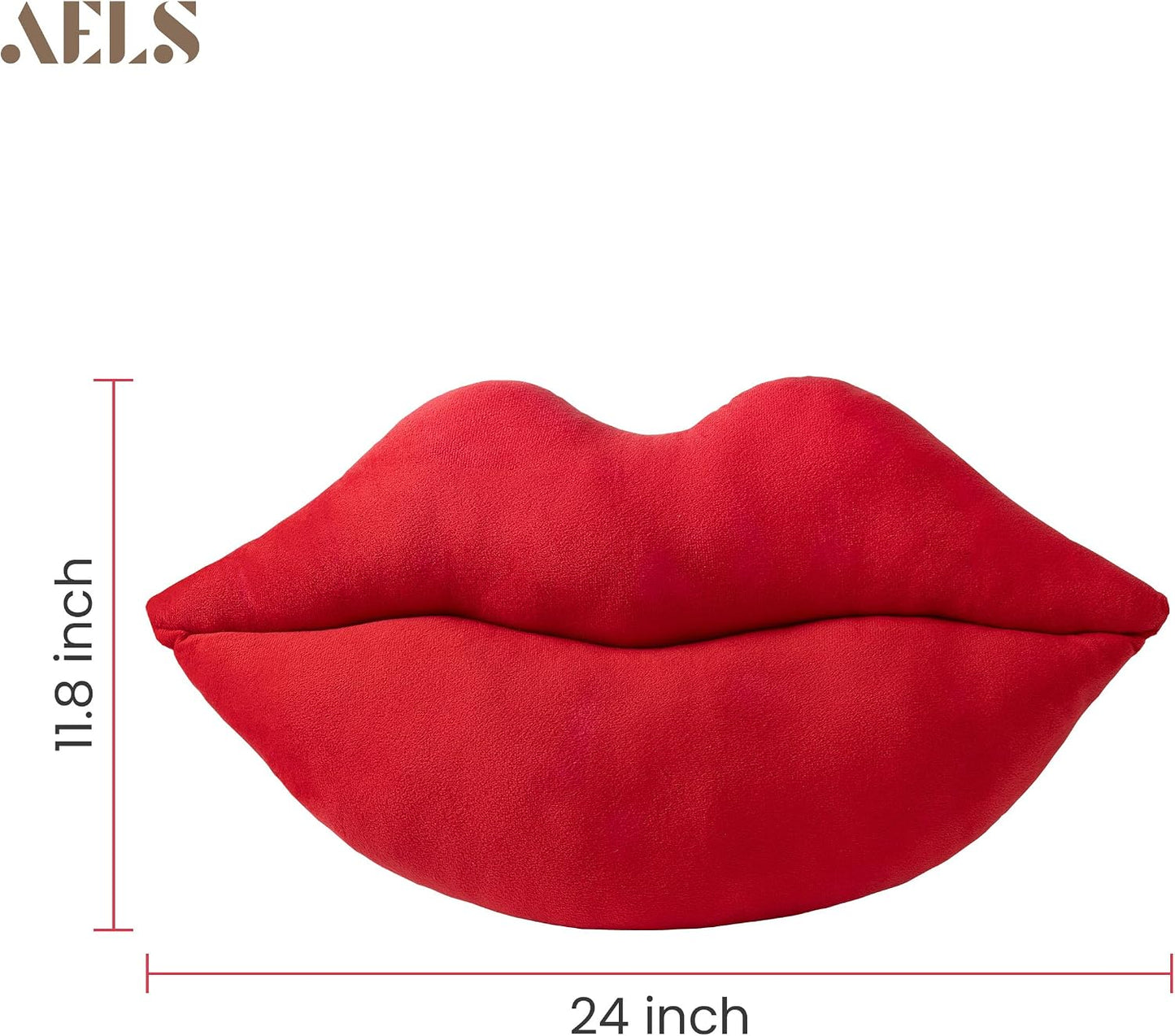 AELS 3D Large Lips Throw Pillows, Soft Decorative Love Pillows, Velvet Cute Pillow, 24 x 12 inches for Couch, Sofa, Bed, Living Room, Bedroom, Red