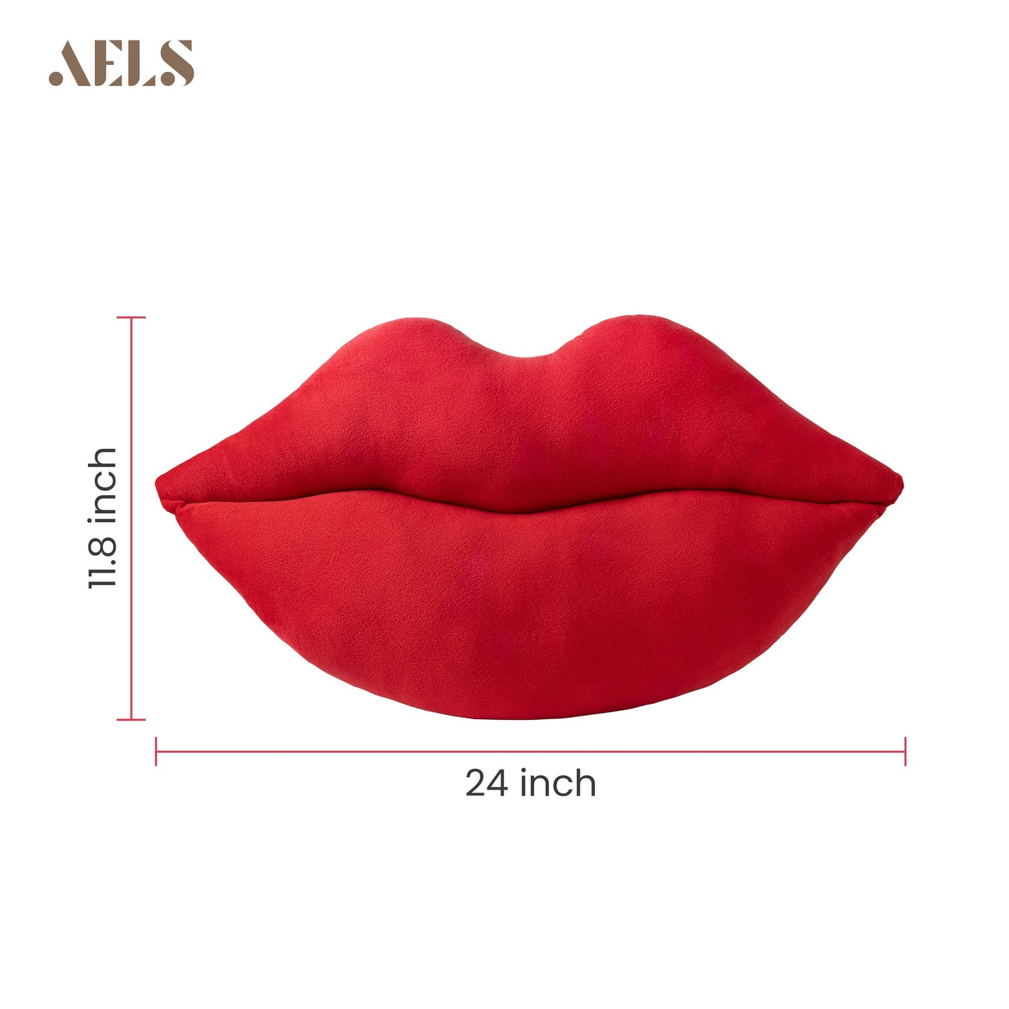 AELS 3D Large Lips Throw Pillows, Soft Decorative Love Pillows, Velvet Cute Pillow, 24 x 12 inches for Couch, Sofa, Bed, Living Room, Bedroom, Red