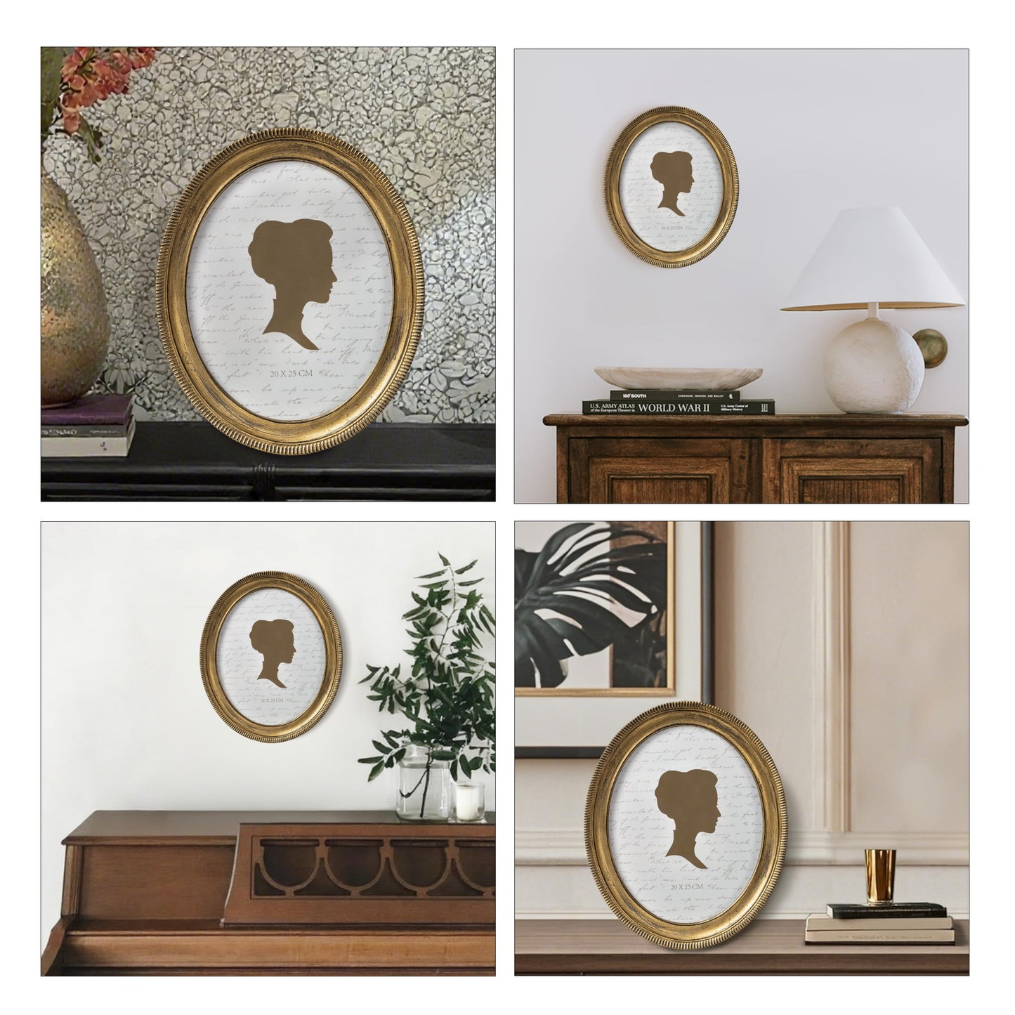 AELS 5x7 Inch Vintage Oval Picture Frame, Elegant Antique Ridged Design Photo Frames with Glass Front, Photo Display, Tabletop Wall Hanging, Gift Ideas, Distressed Bronze