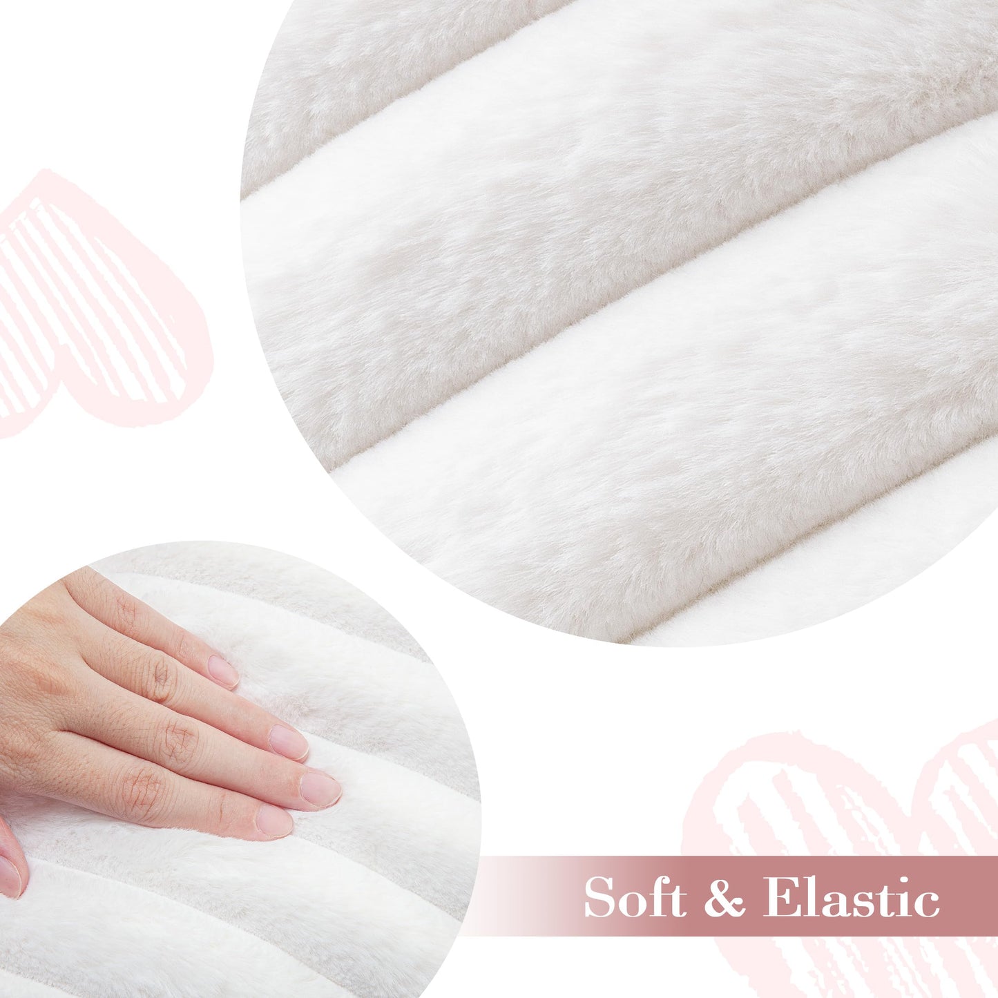 AELS Heart Shaped Pillow, 20 Inches Heart Decorative Throw Pillows, Faux Fur Love Cute Pillows, Valentines Day Decorations, Wedding Decor, Living Room Bedroom Nursery Decor, White