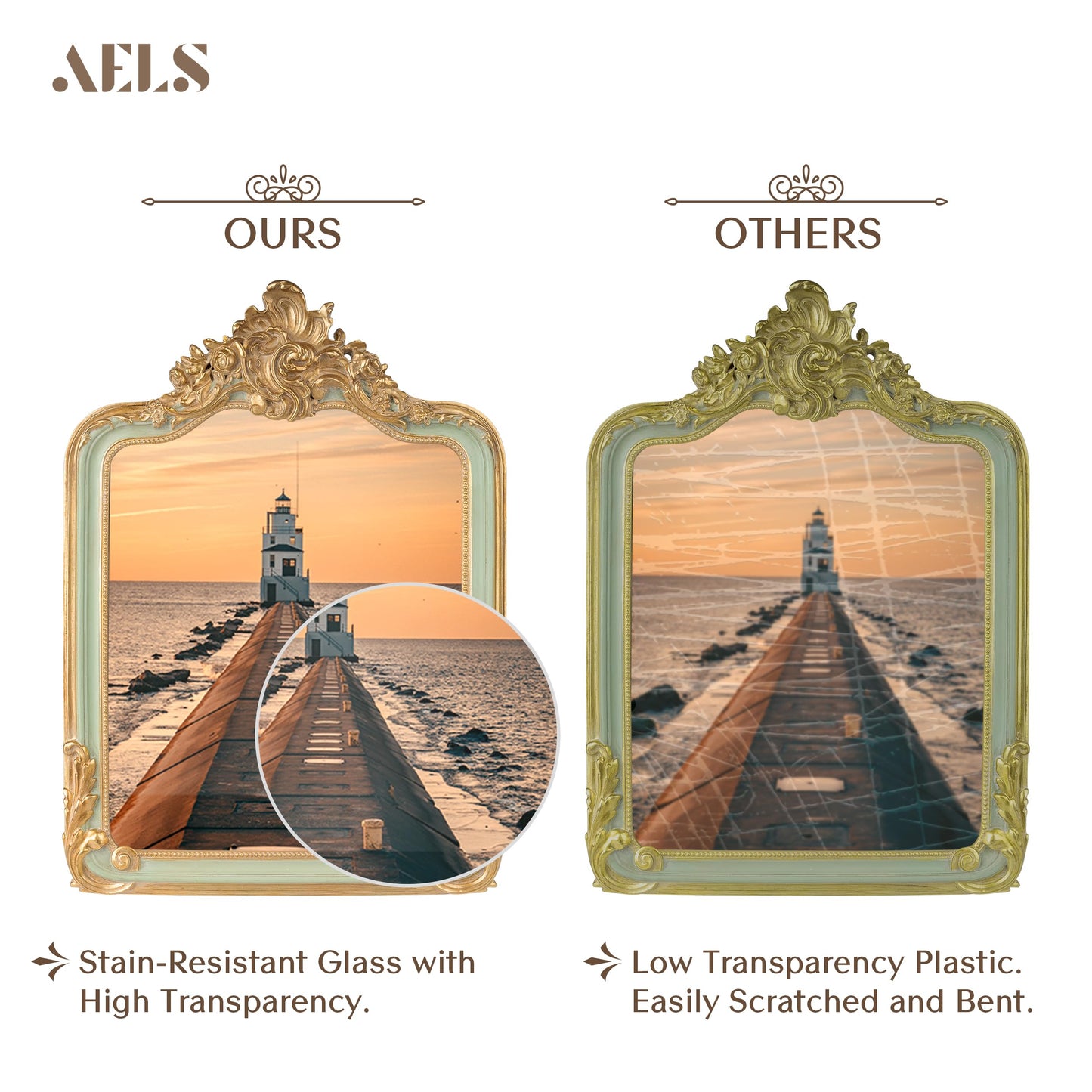 AELS 4x6 Inch Vintage Picture Frame, Elegant Antique Photo Frames with Glass Front, Photo Display, Tabletop Wall Hanging, Gift Ideas