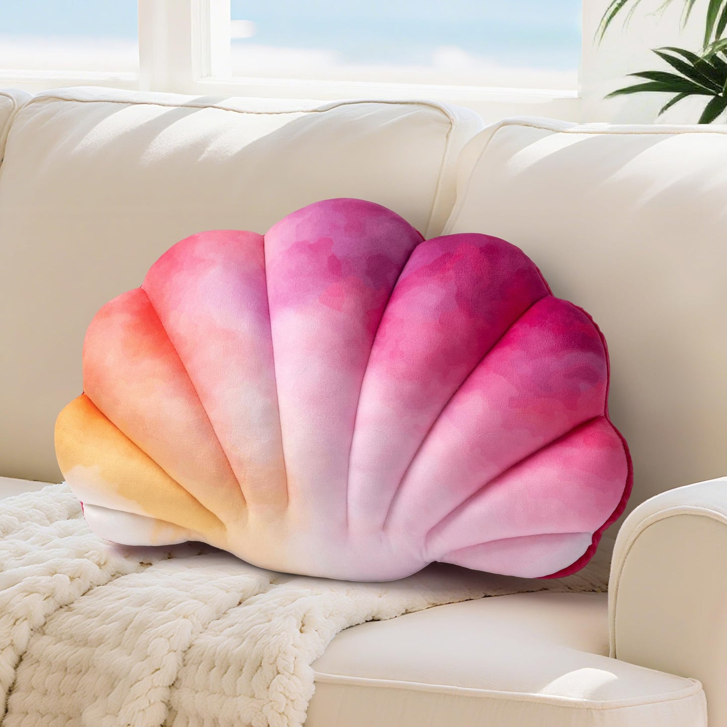AELS Shell Pillow, 19.5"x13" Taylor Inspired Coastal Throw Pillows, Beach Ocean Nautical Themed Soft Decorative Throw Pillows for Taylor Fans, Cute Pillow for Couch Sofa Bed Living Room, Ombre Pink