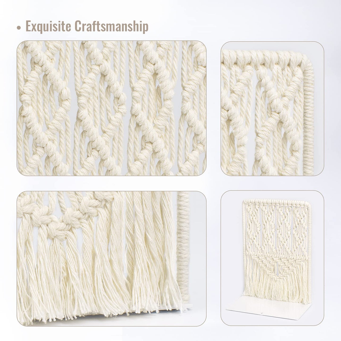 AELS Boho Macrame Bookends, Heavy Duty Metal Book Ends, Decorative Unique Bookend Supports for Shelves, Stopper for Books/Movies/CD, Farmhouse Decoration,Thanksgiving for Friends