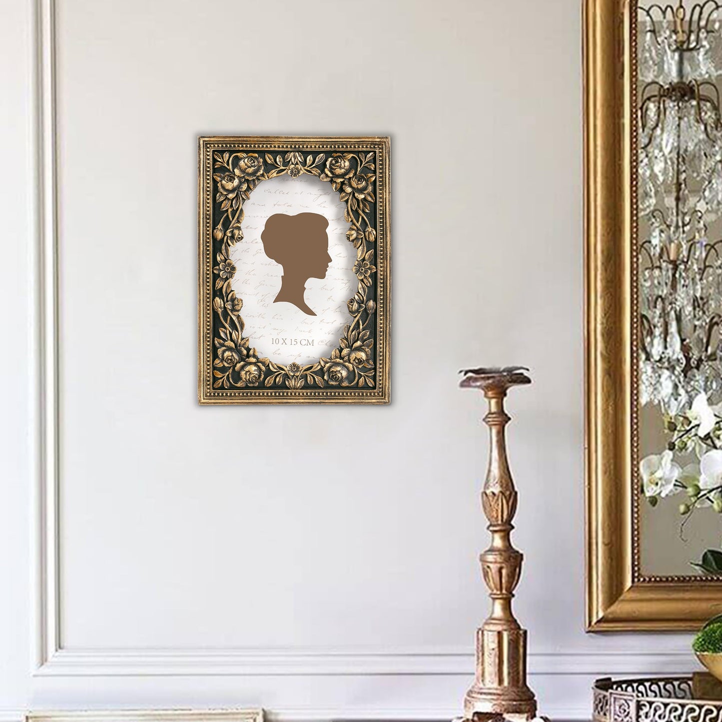 AELS 4x6 Inch Vintage Black Picture Frame, Elegant Antique Photo Frames with Glass Front, Photo Display, Tabletop Wall Hanging, Gift Ideas, Gold and Black