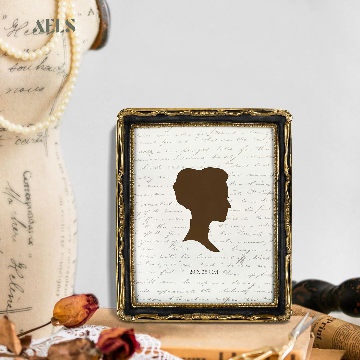 AELS 4x4 Inch Vintage Picture Frame, Elegant Antique Square Photo Frames with Glass Front, Photo Display, Tabletop Wall Hanging, Gift Ideas, Gold and Green